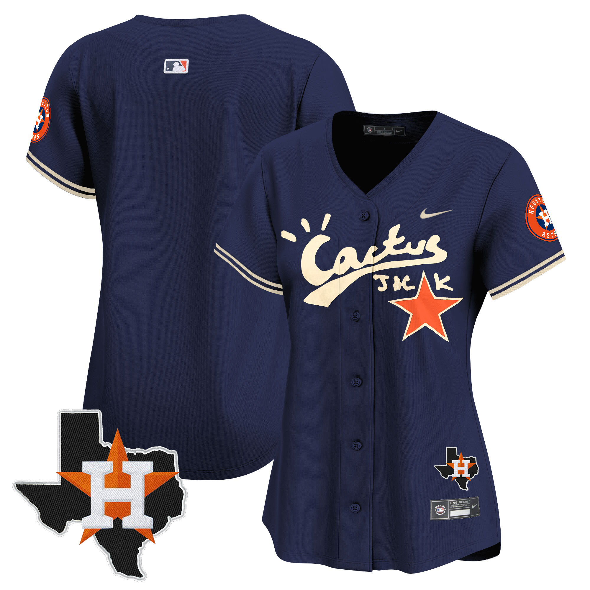 Women's Houston Astros Cactus Jack Patch Vapor Premier Limited Jersey V7 - Stitched