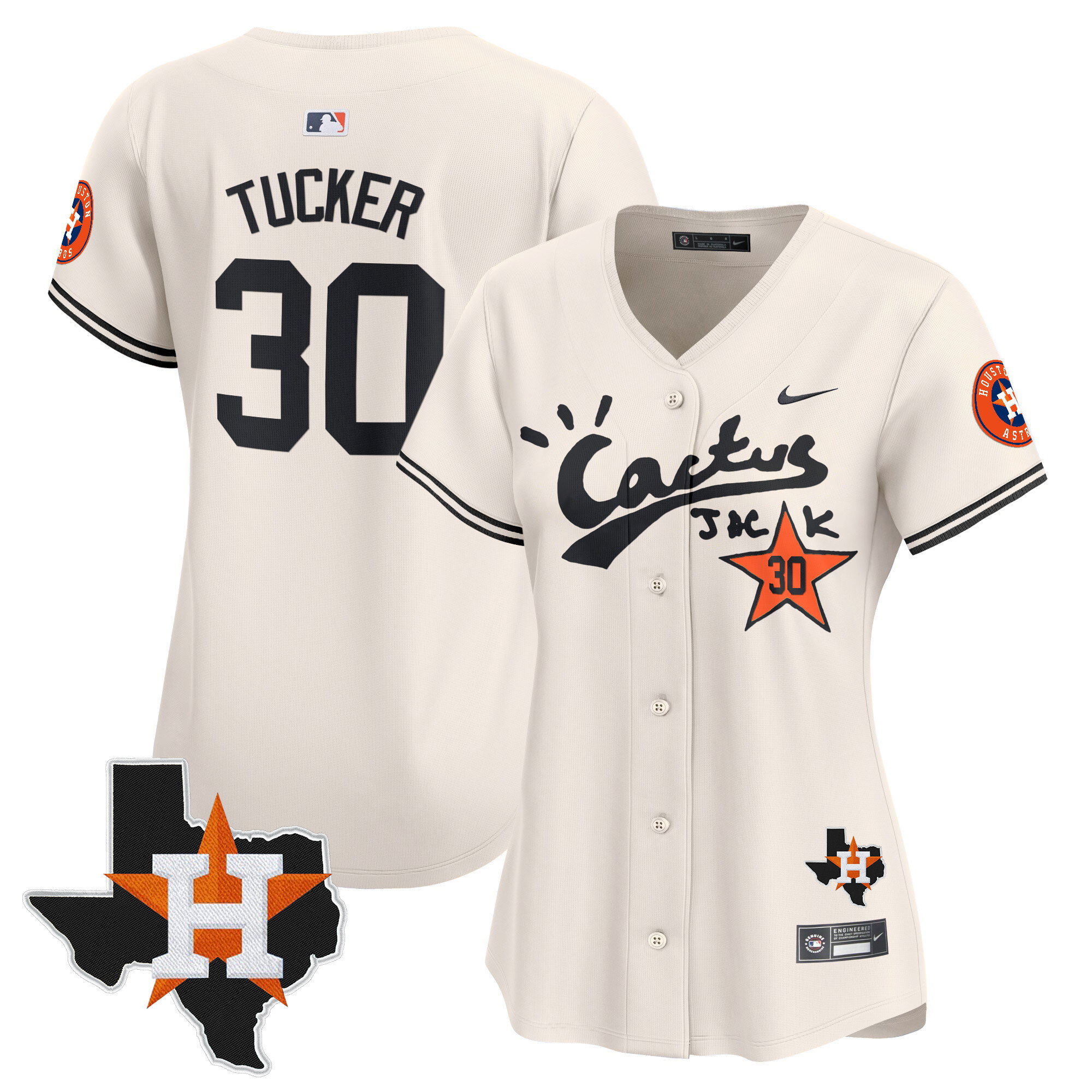Women's Houston Astros Cactus Jack Patch Vapor Premier Limited Jersey V7 - Stitched