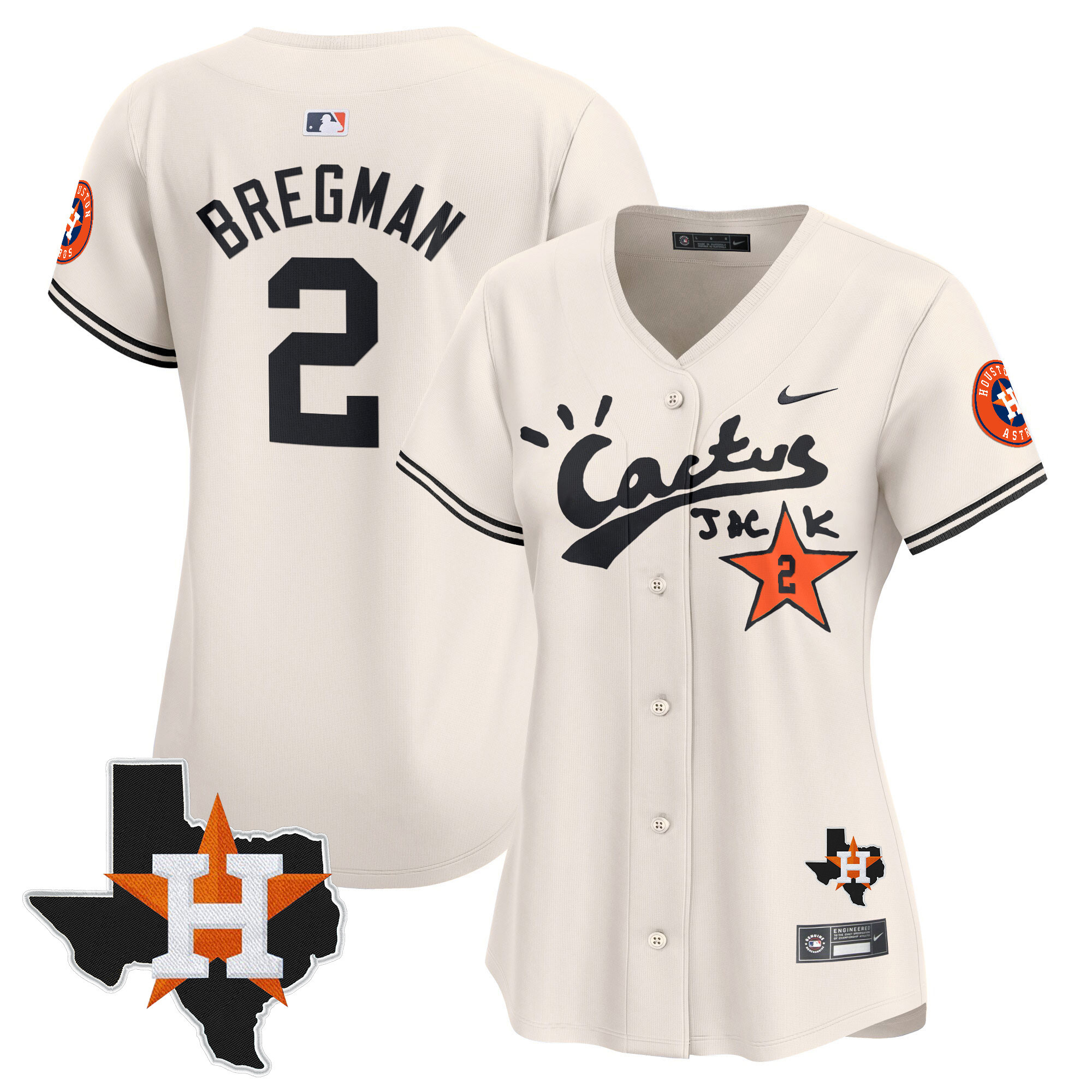 Women's Houston Astros Cactus Jack Patch Vapor Premier Limited Jersey V7 - Stitched