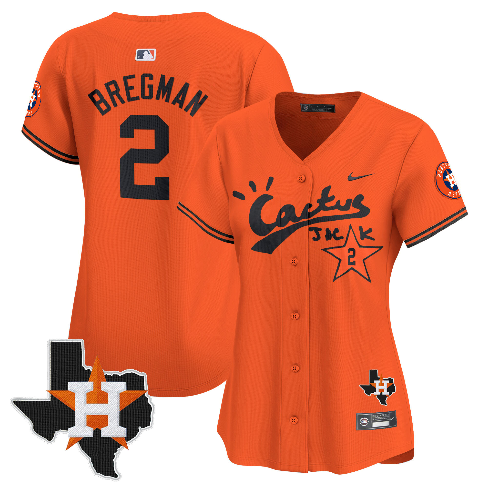 Women's Houston Astros Cactus Jack Patch Vapor Premier Limited Jersey V7 - Stitched