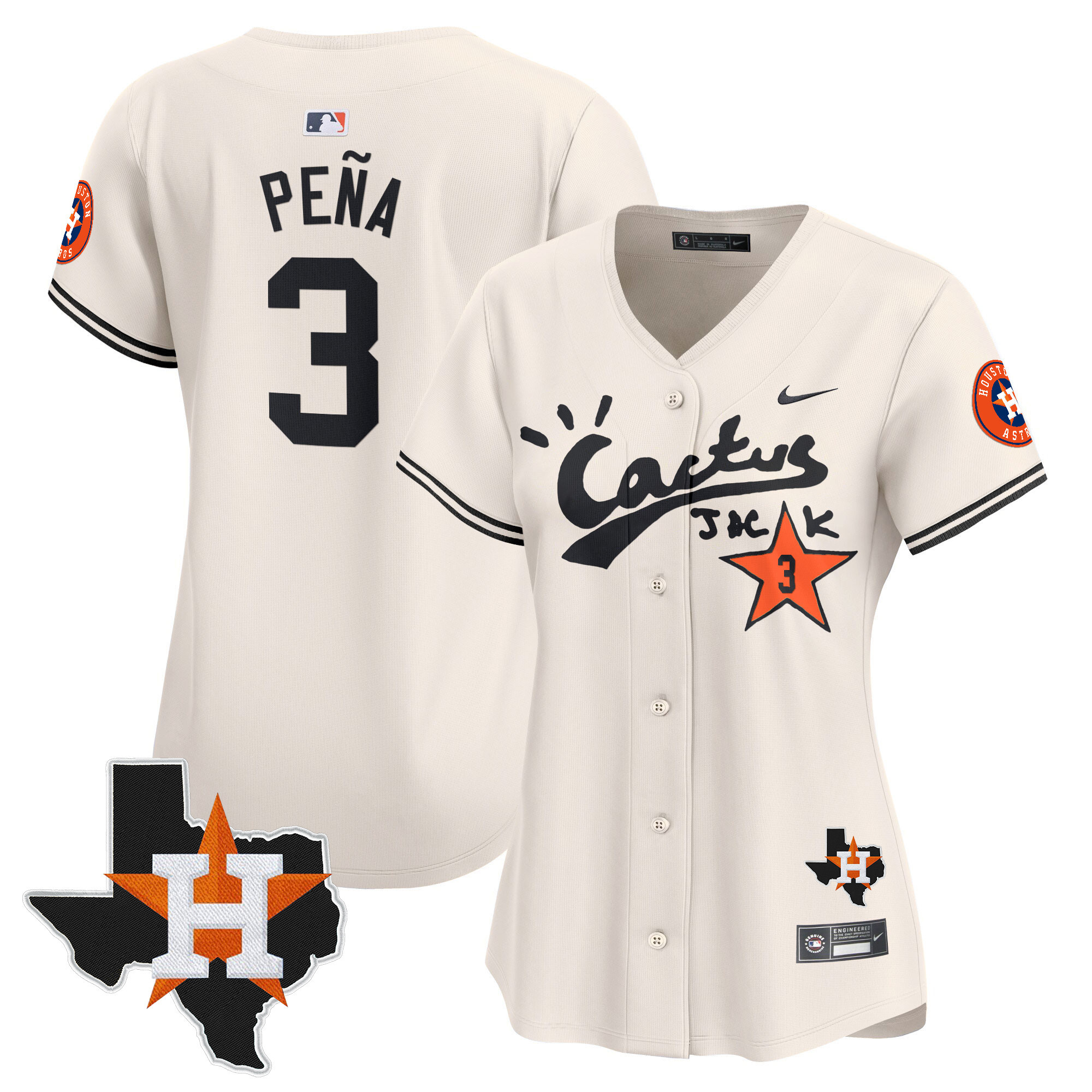 Women's Houston Astros Cactus Jack Patch Vapor Premier Limited Jersey V7 - Stitched