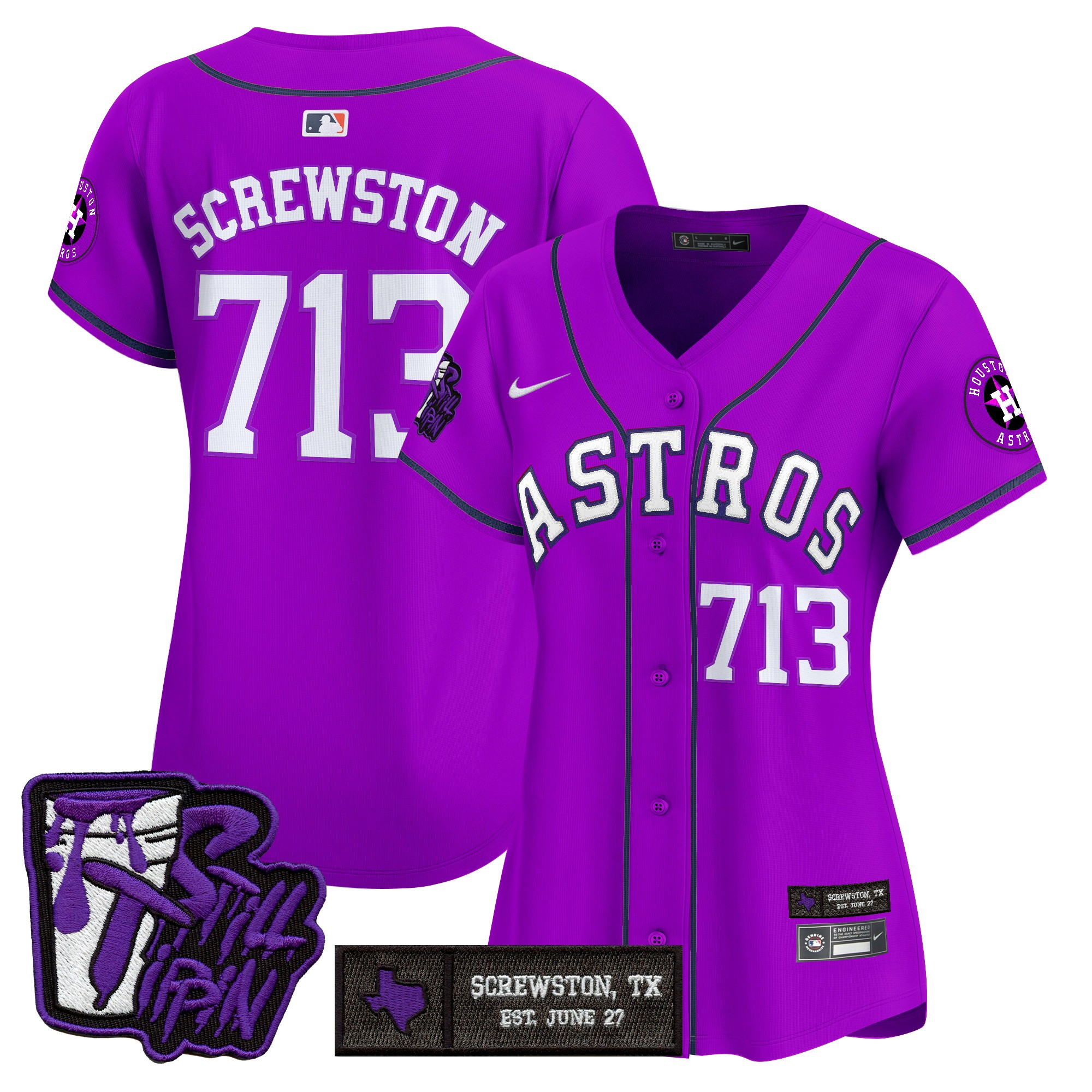 Women's Houston Astros DJ Screw Still Tippin Purple Patch Vapor Premier Limited Jersey - Stitched