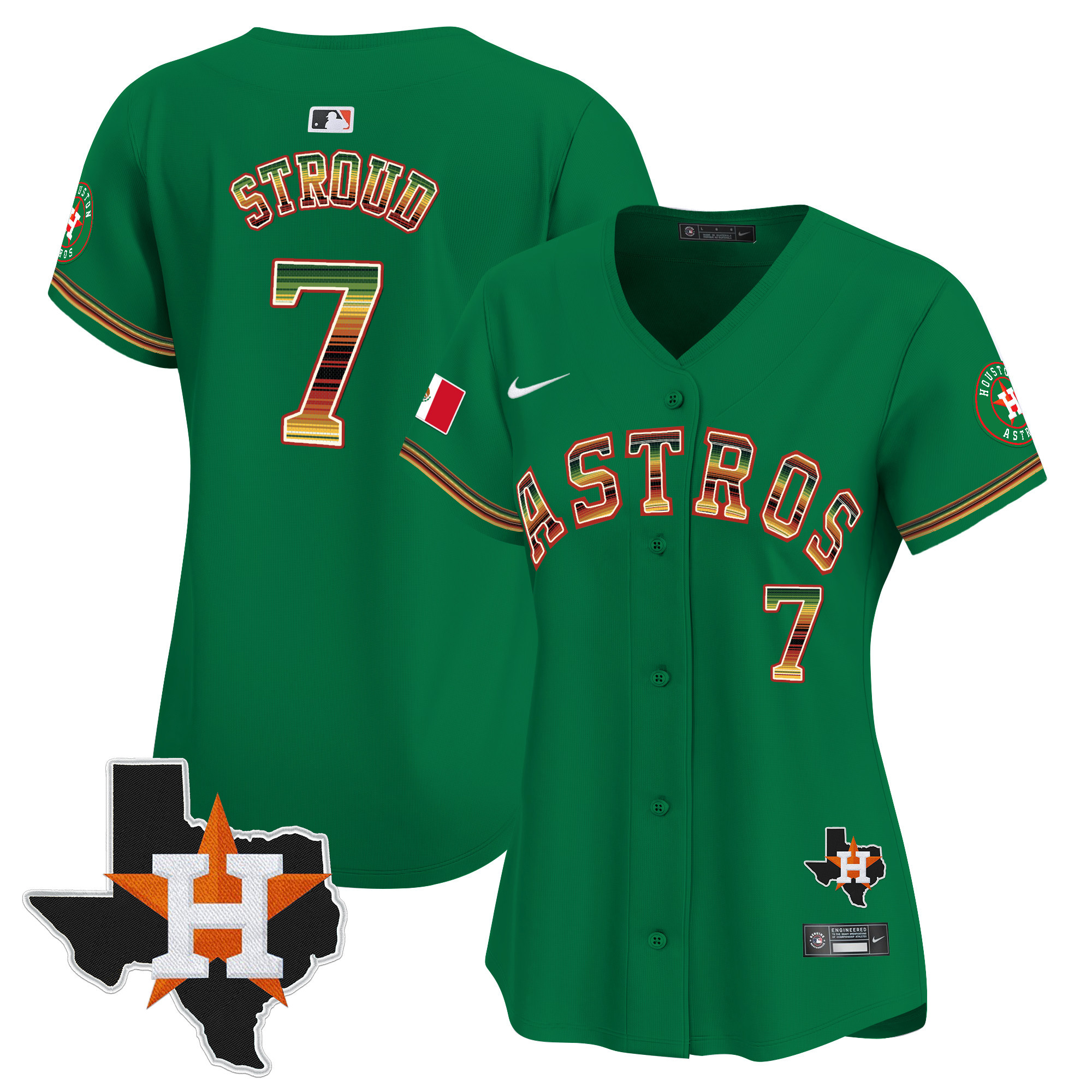 Women's Houston Astros Mexico Traditional Style Vapor Premier Limited Jersey - All Stitched