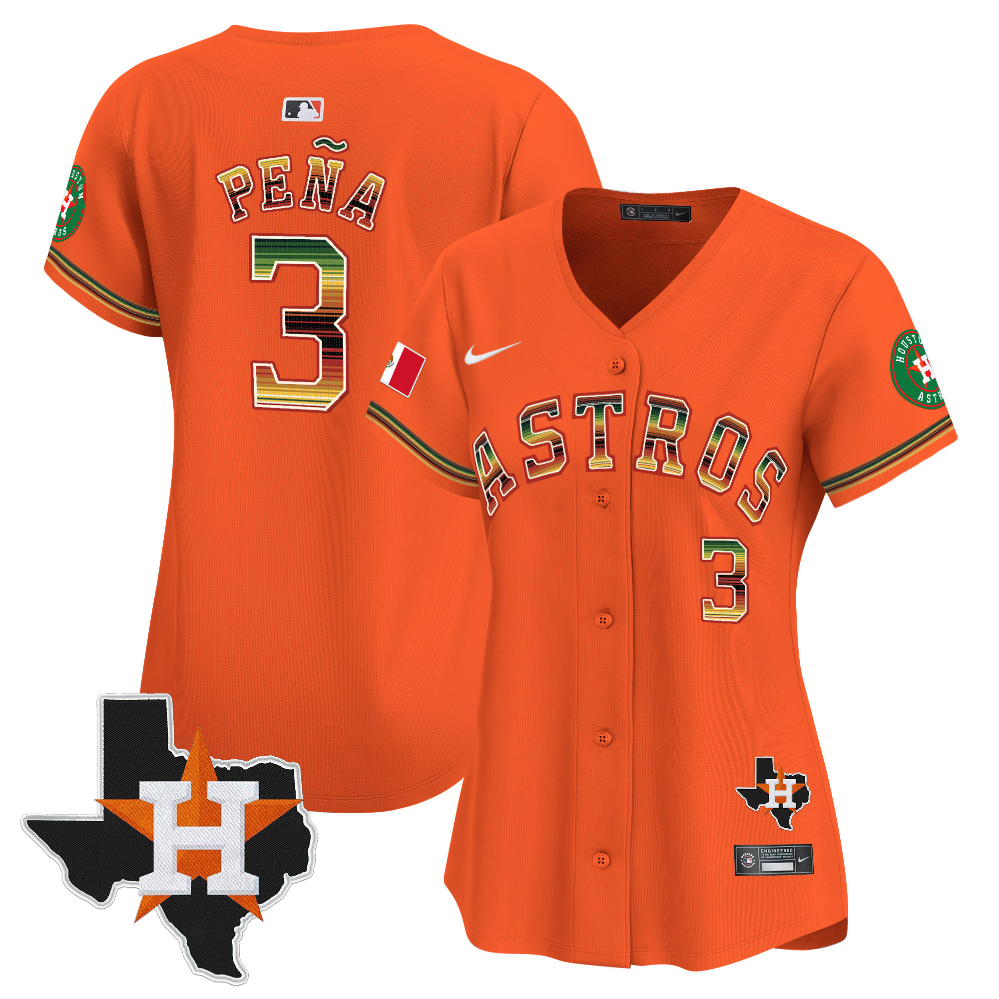 Women's Houston Astros Mexico Traditional Style Vapor Premier Limited Jersey - All Stitched