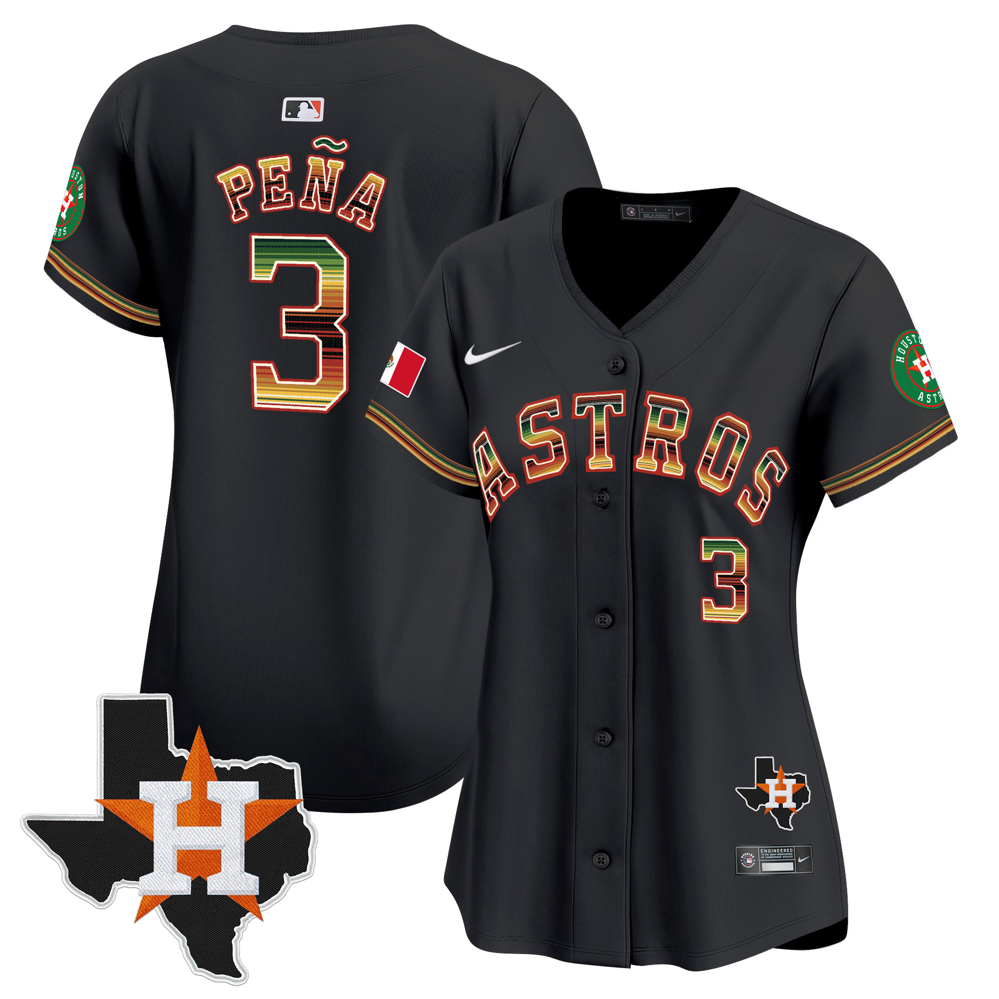 Women's Houston Astros Mexico Traditional Style Vapor Premier Limited Jersey - All Stitched