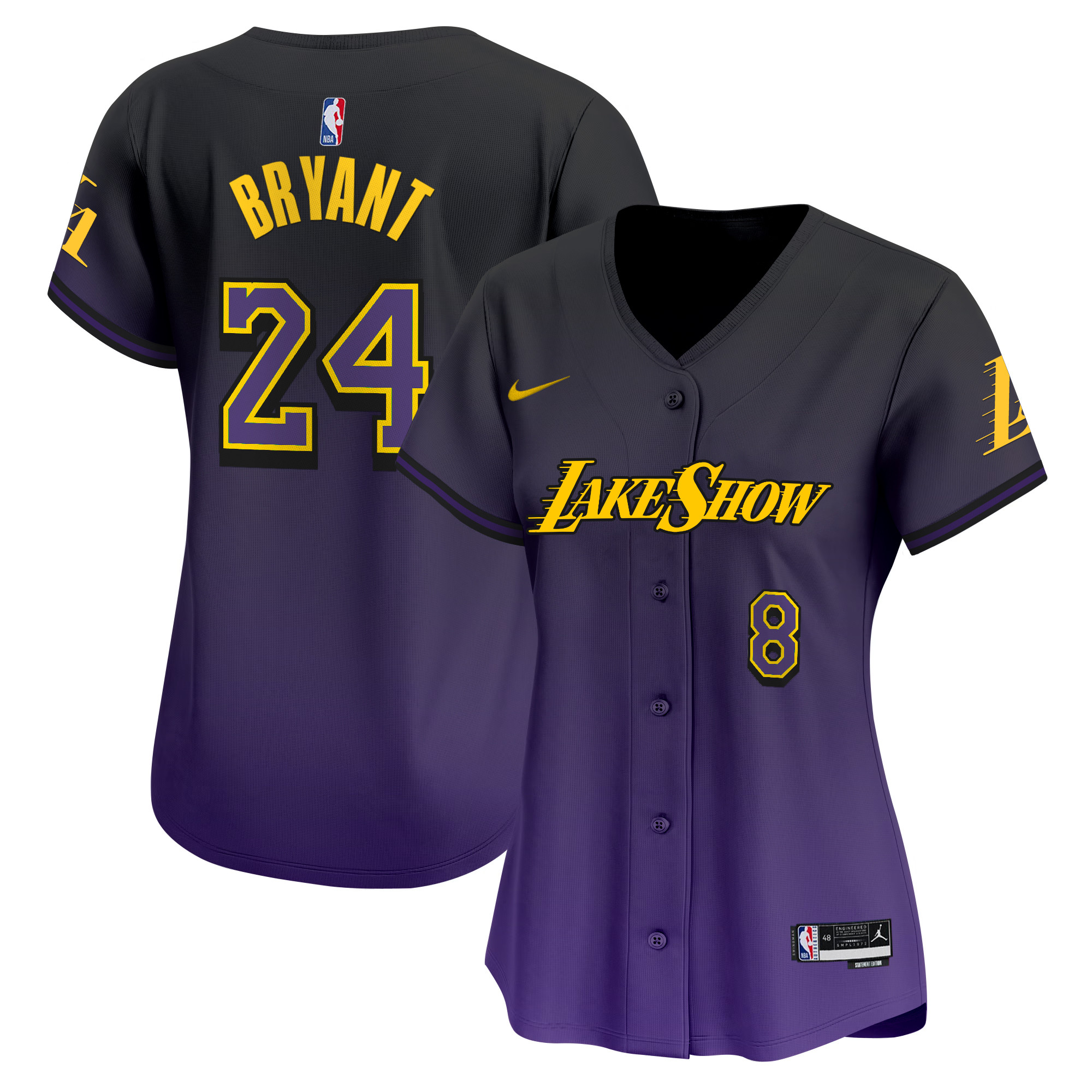 Women's Los Angeles Lakers Vapor Baseball Jersey - All Stitched