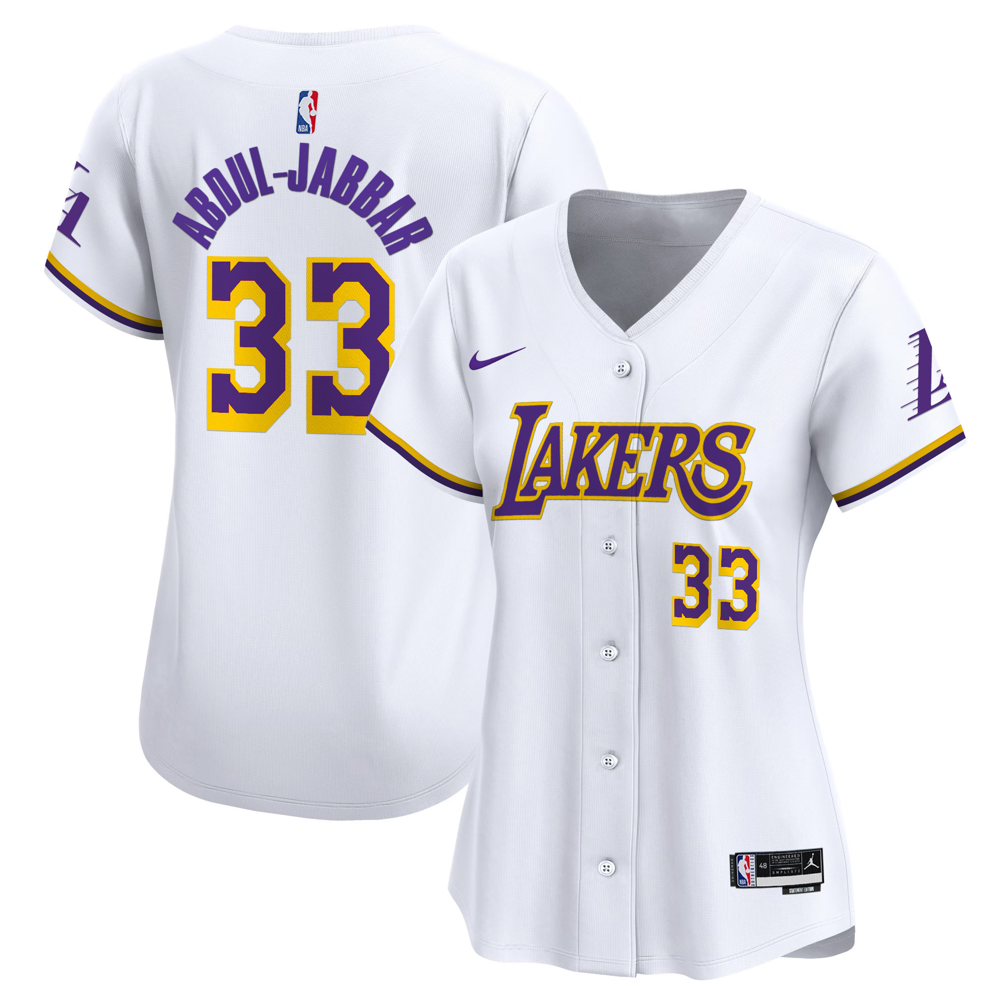 Women's Los Angeles Lakers Vapor Baseball Jersey - All Stitched