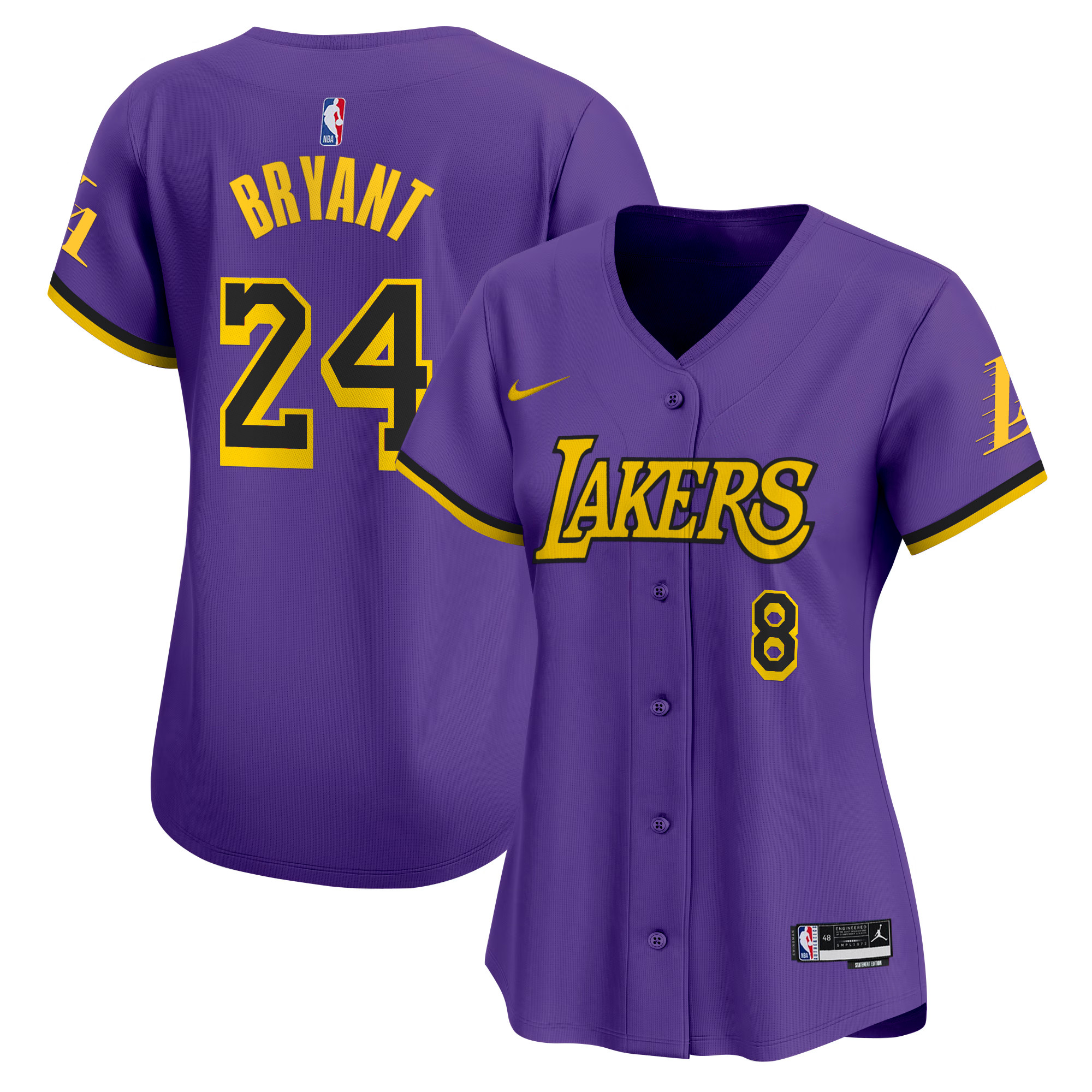 Women's Los Angeles Lakers Vapor Baseball Jersey - All Stitched