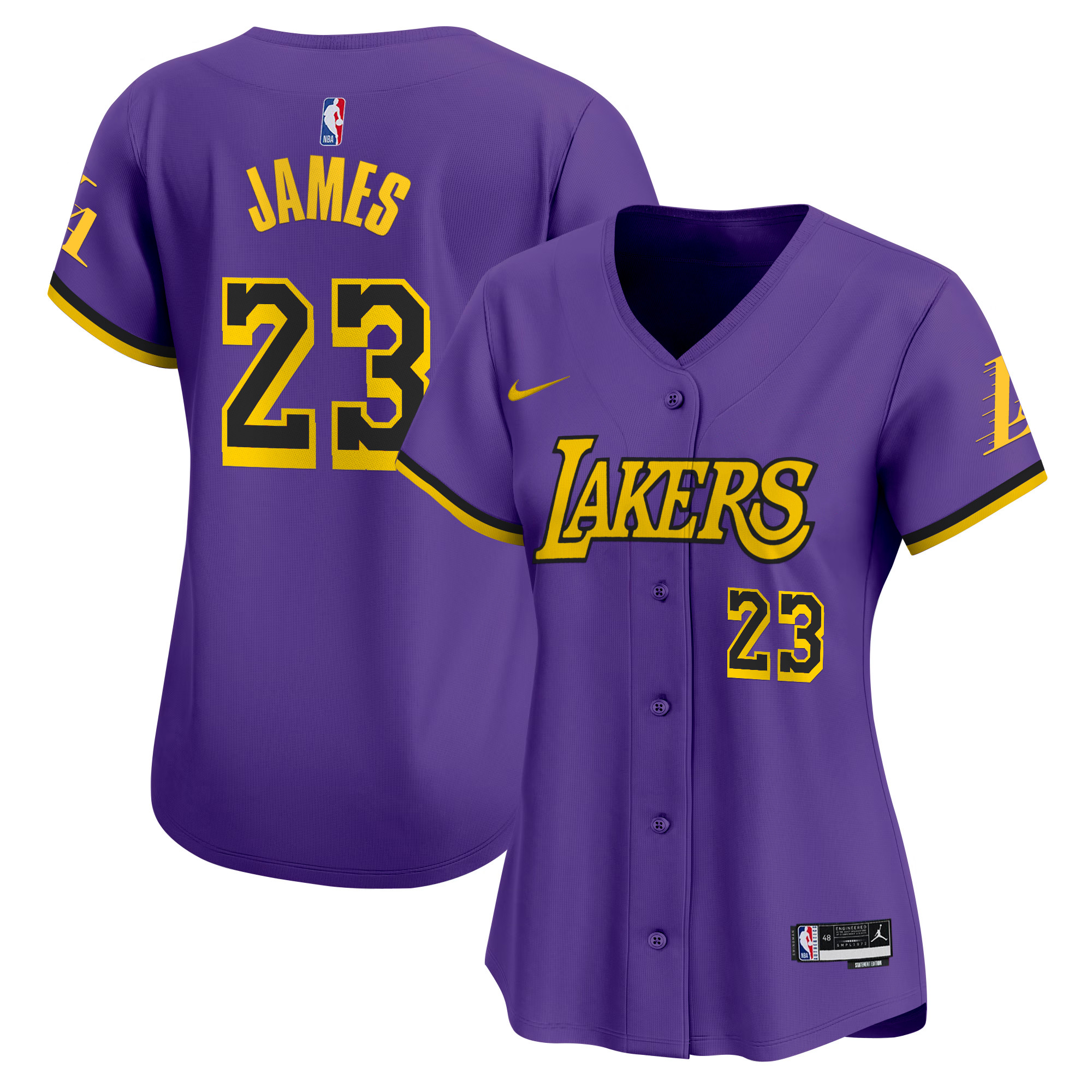 Women's Los Angeles Lakers Vapor Baseball Jersey - All Stitched