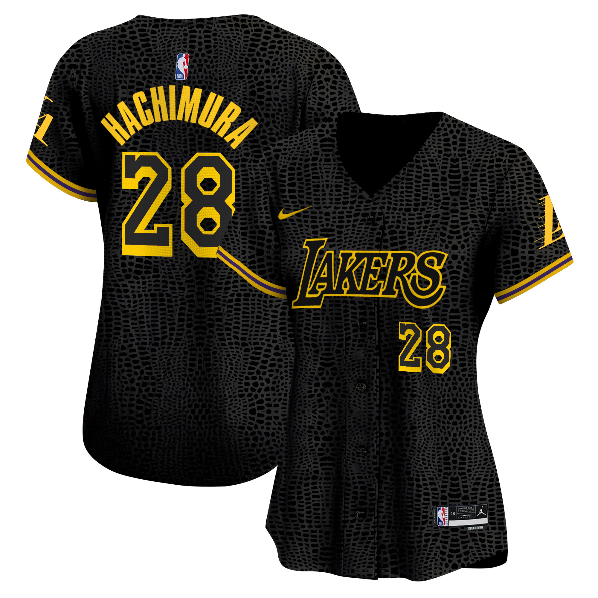 Women's Los Angeles Lakers Vapor Baseball Jersey - All Stitched