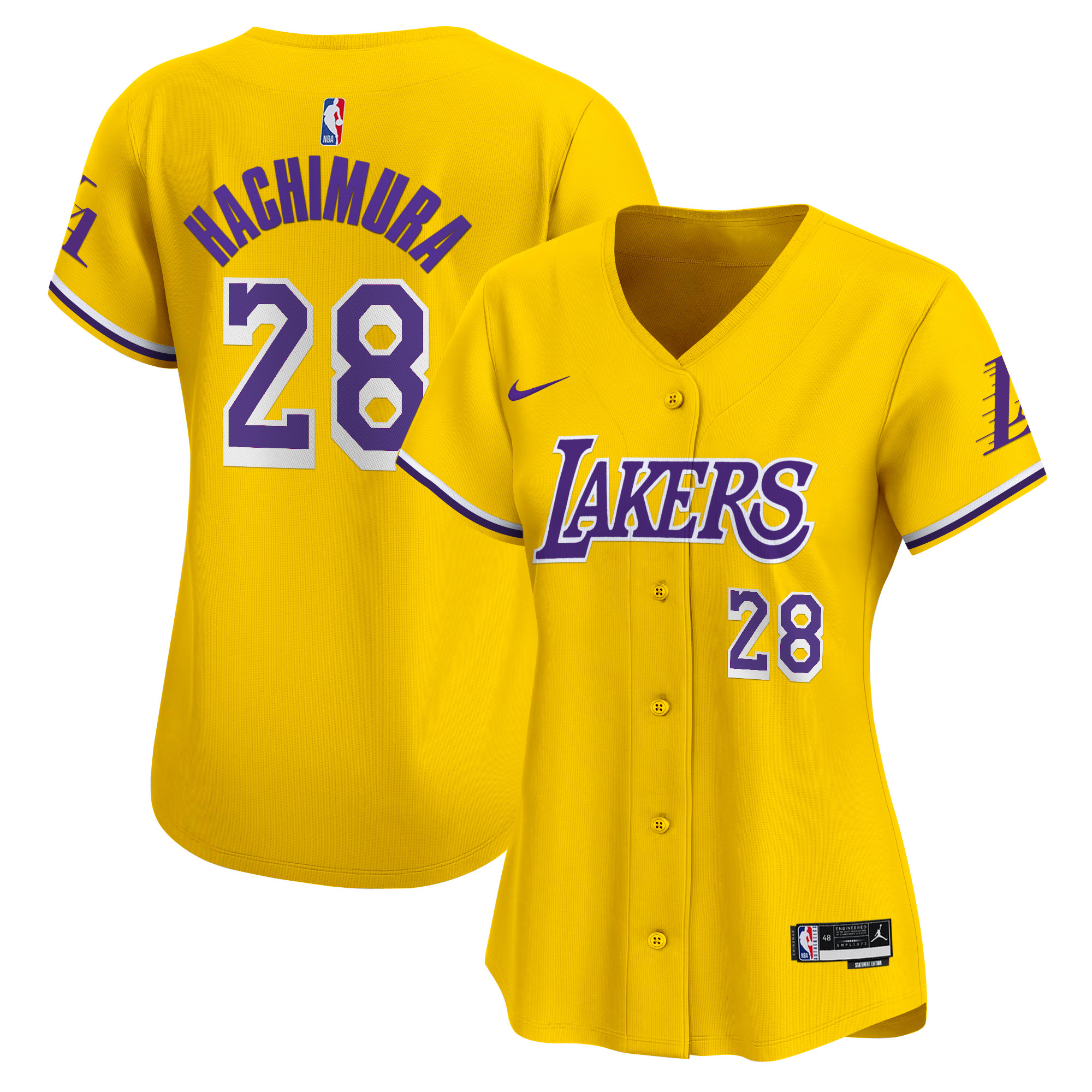 Women's Los Angeles Lakers Vapor Baseball Jersey - All Stitched