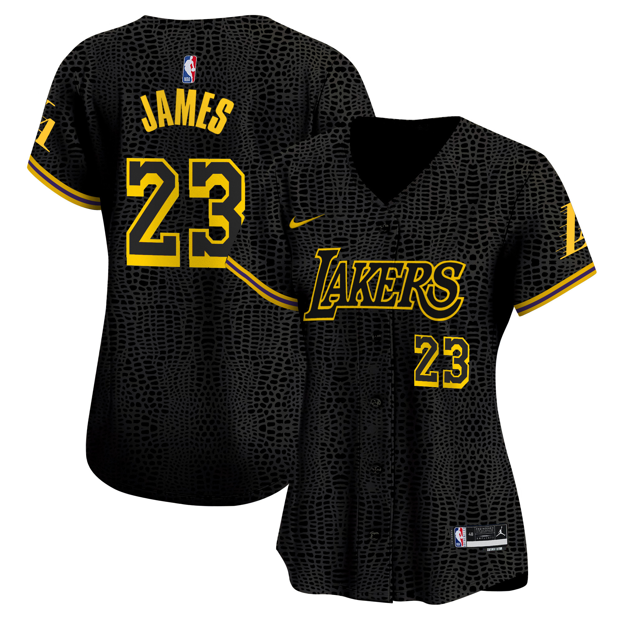 Women's Los Angeles Lakers Vapor Baseball Jersey - All Stitched