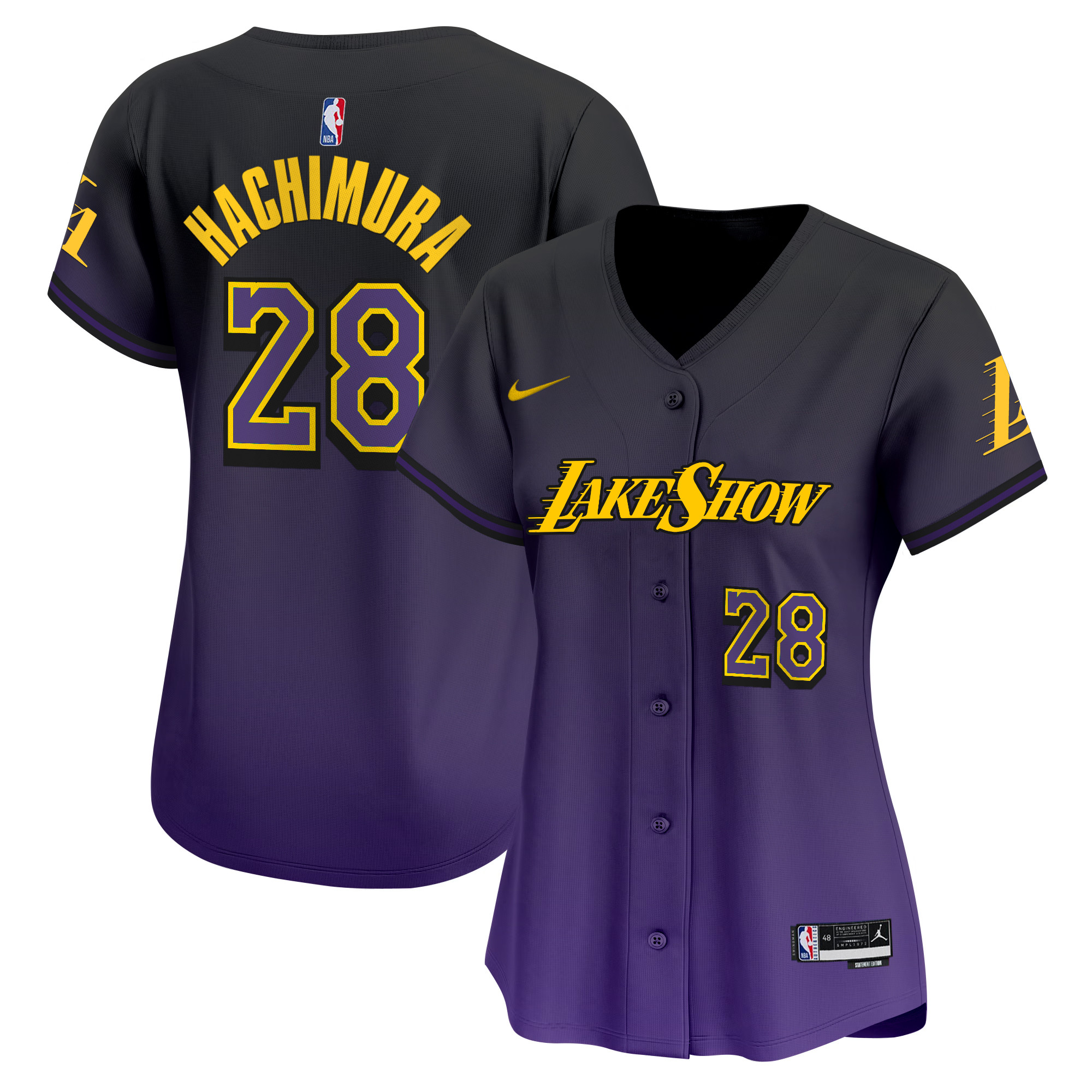 Women's Los Angeles Lakers Vapor Baseball Jersey - All Stitched