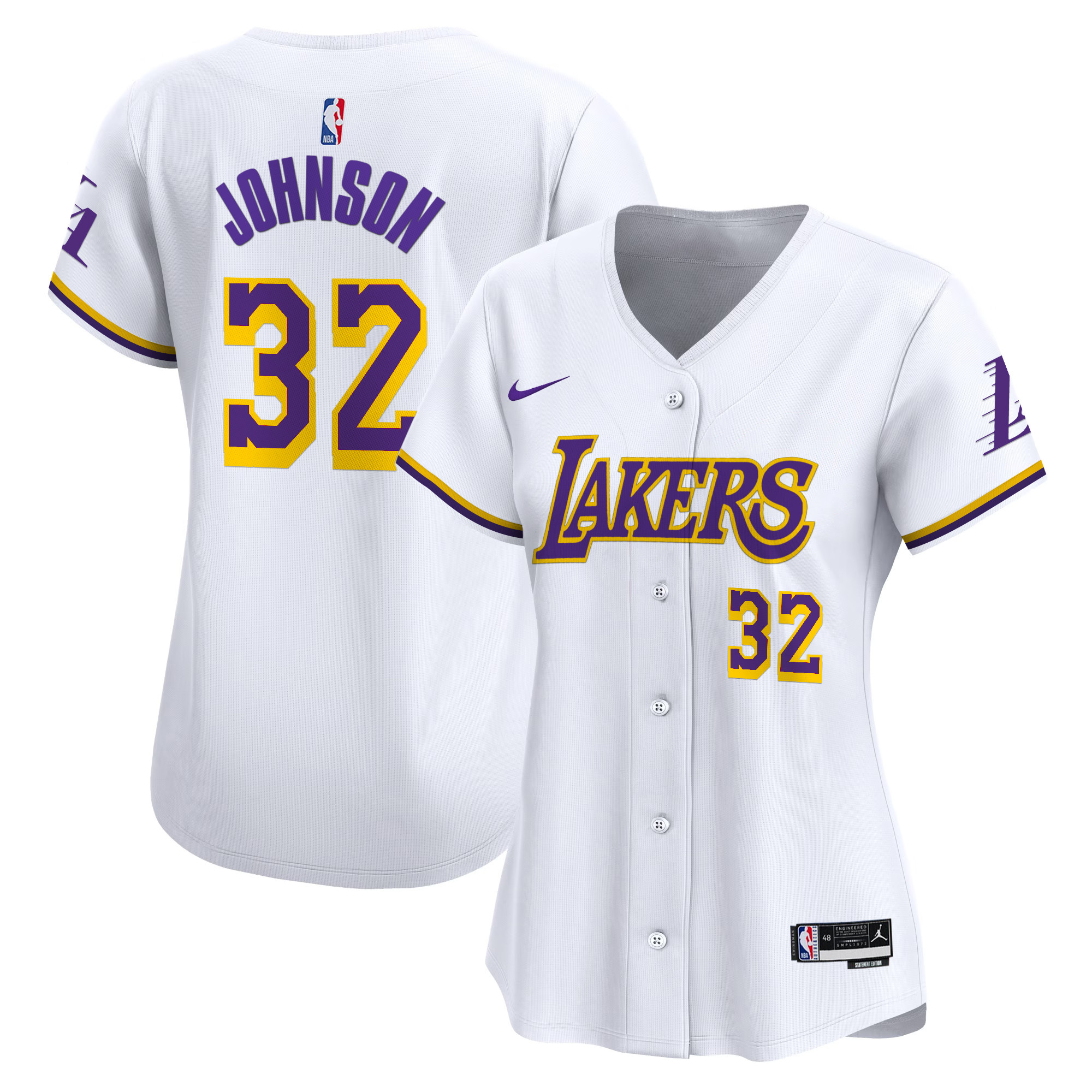 Women's Los Angeles Lakers Vapor Baseball Jersey - All Stitched