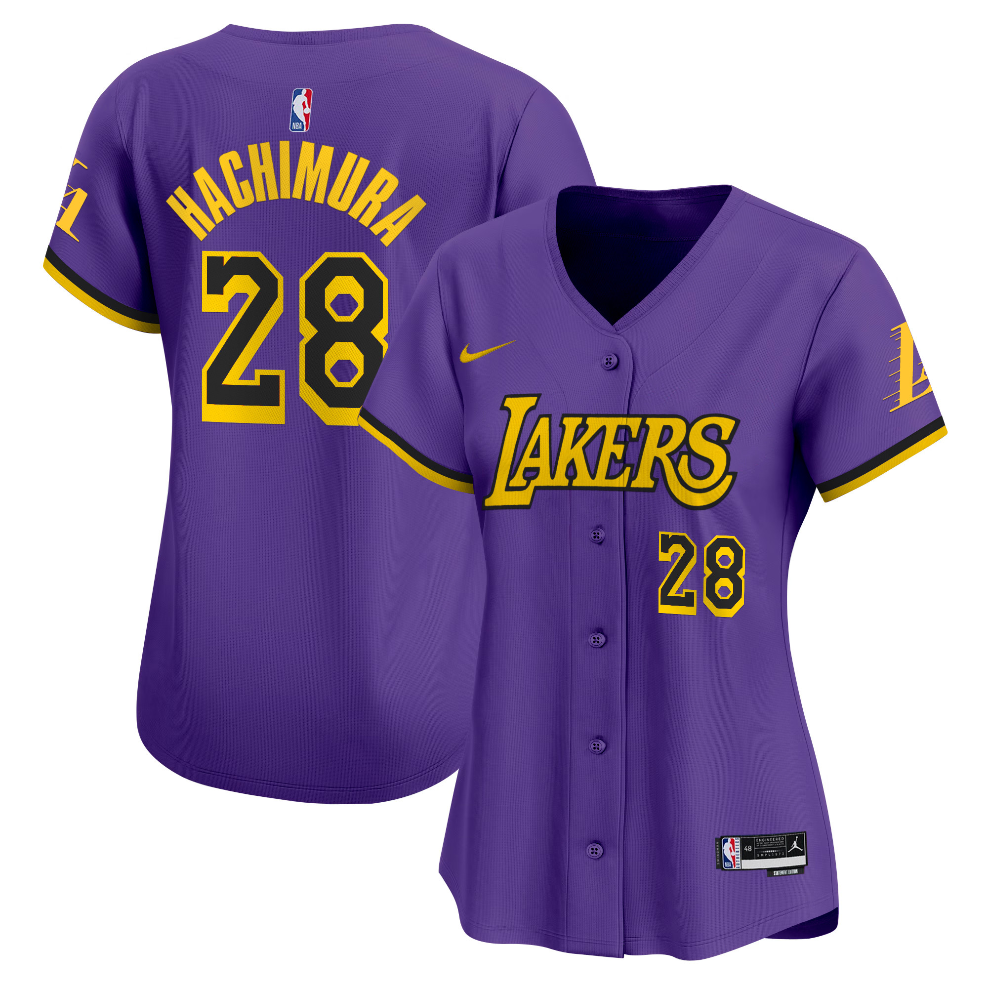 Women's Los Angeles Lakers Vapor Baseball Jersey - All Stitched