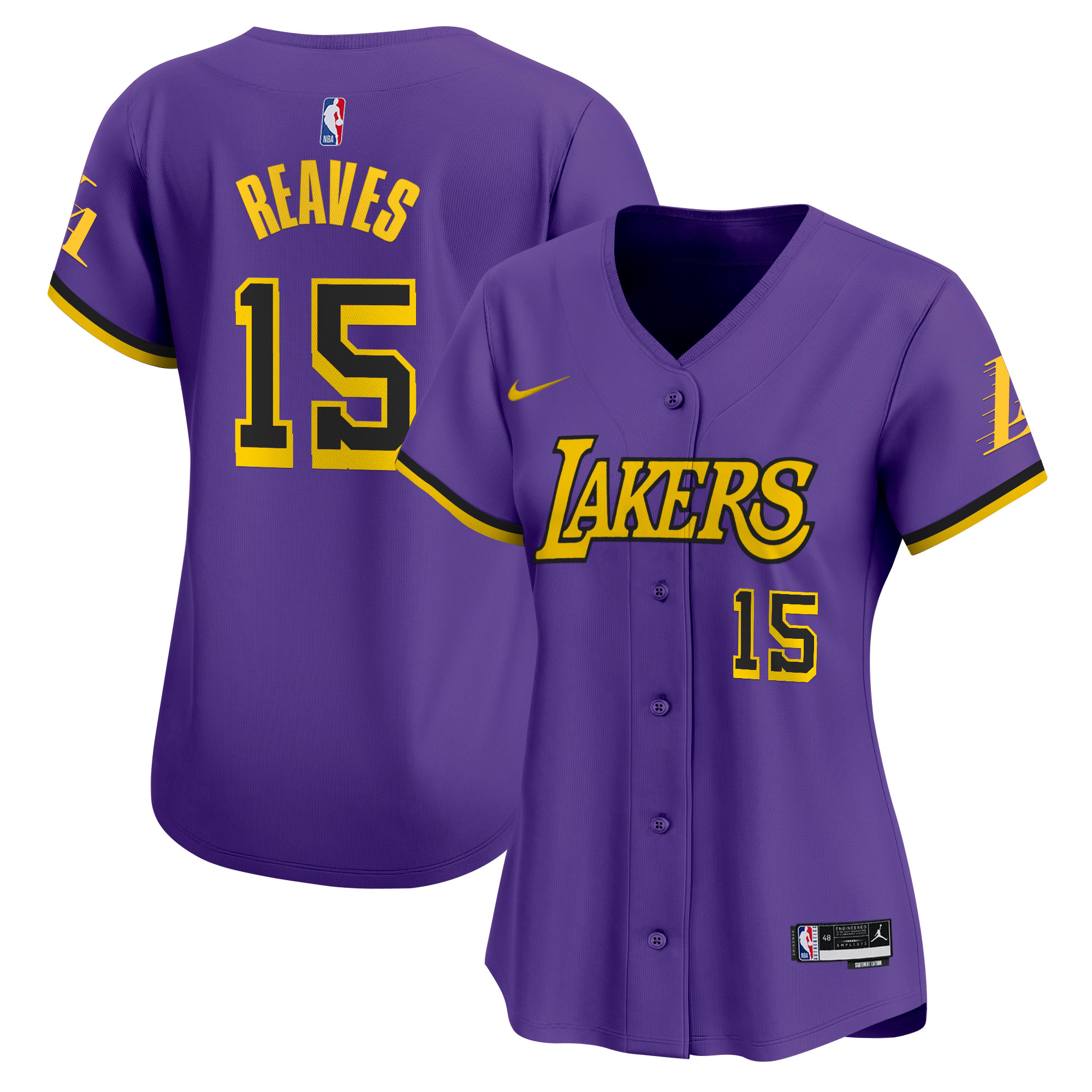 Women's Los Angeles Lakers Vapor Baseball Jersey - All Stitched