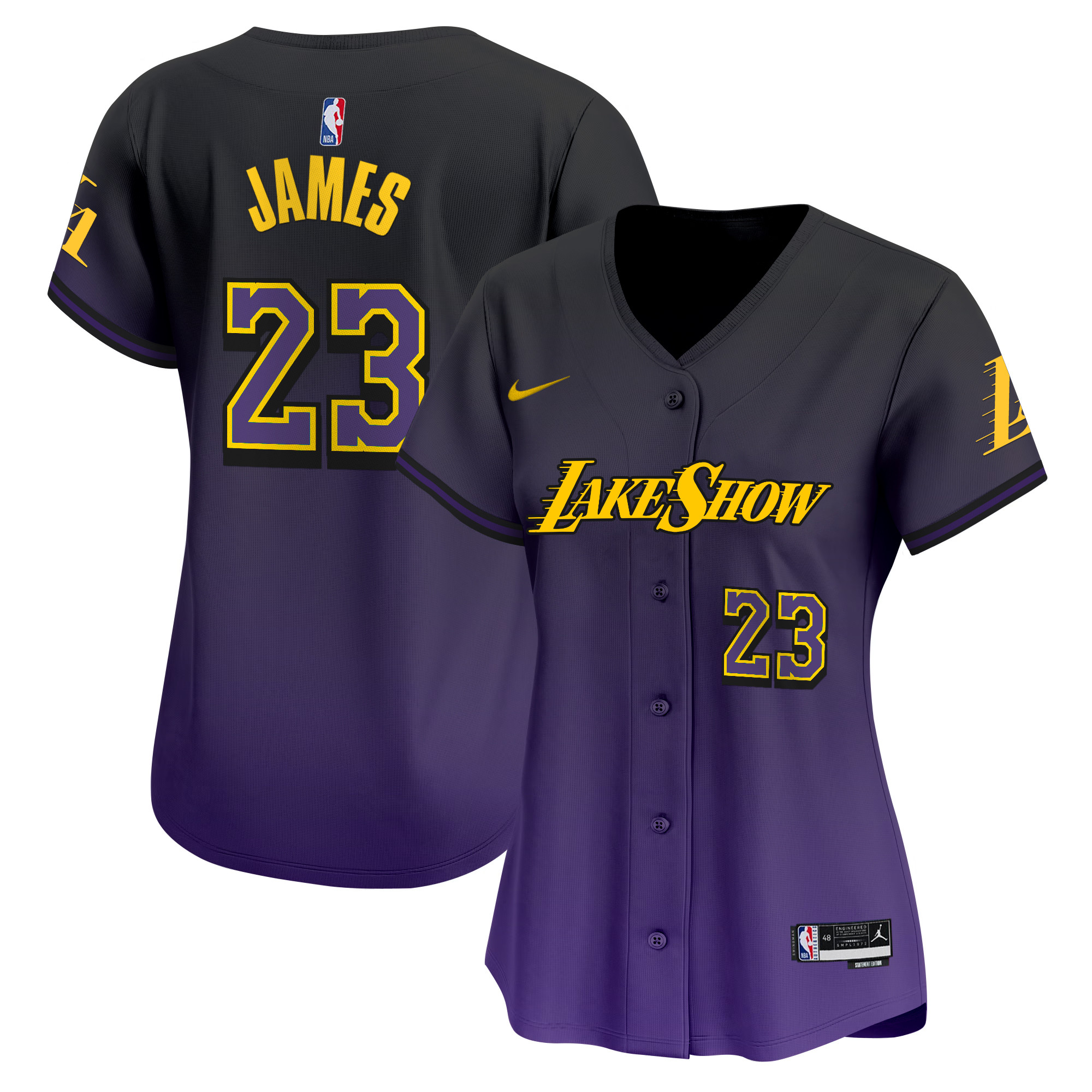 Women's Los Angeles Lakers Vapor Baseball Jersey - All Stitched