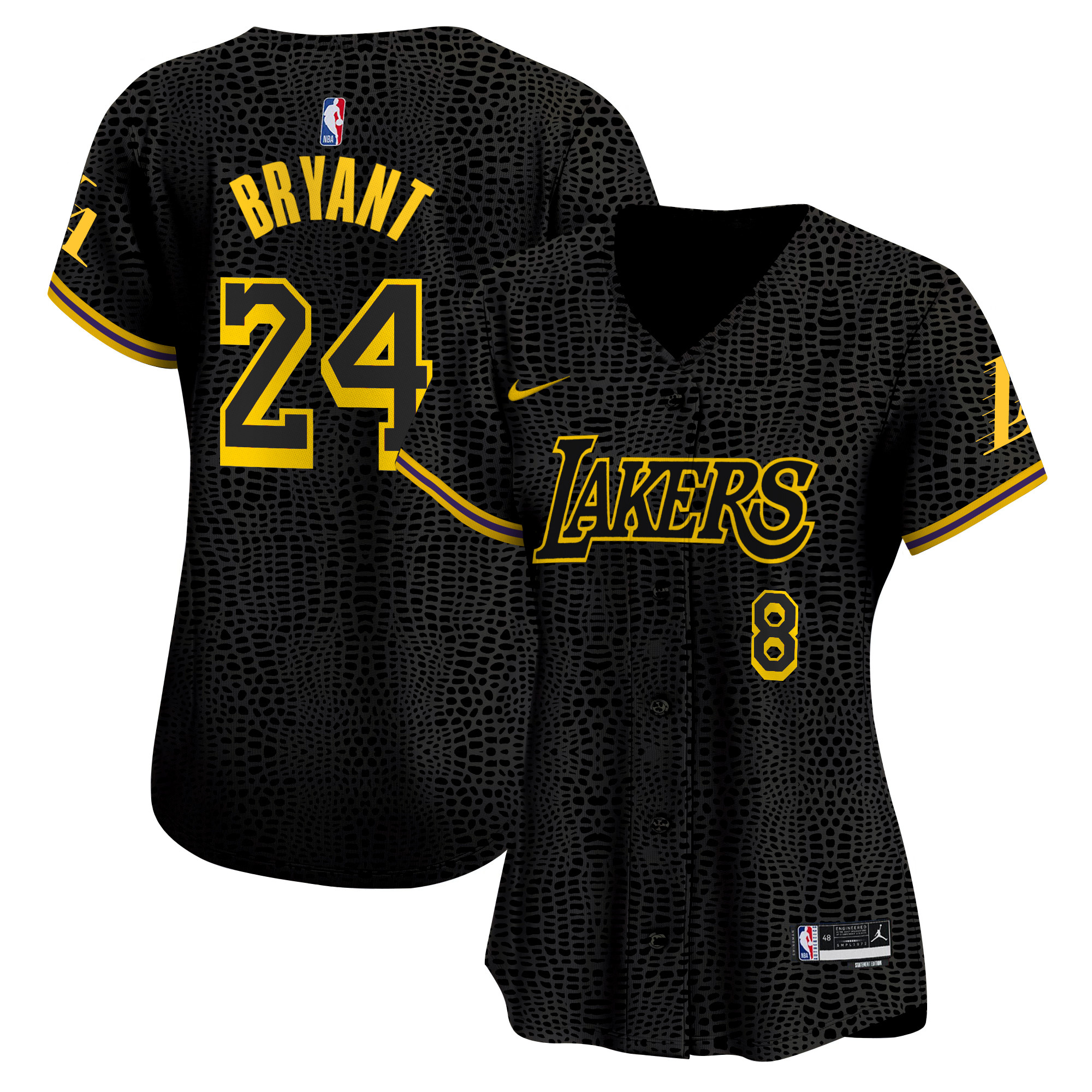 Women's Los Angeles Lakers Vapor Baseball Jersey - All Stitched