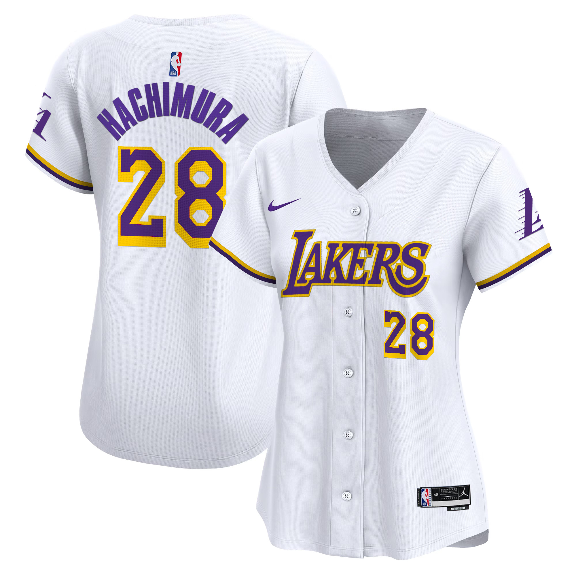 Women's Los Angeles Lakers Vapor Baseball Jersey - All Stitched