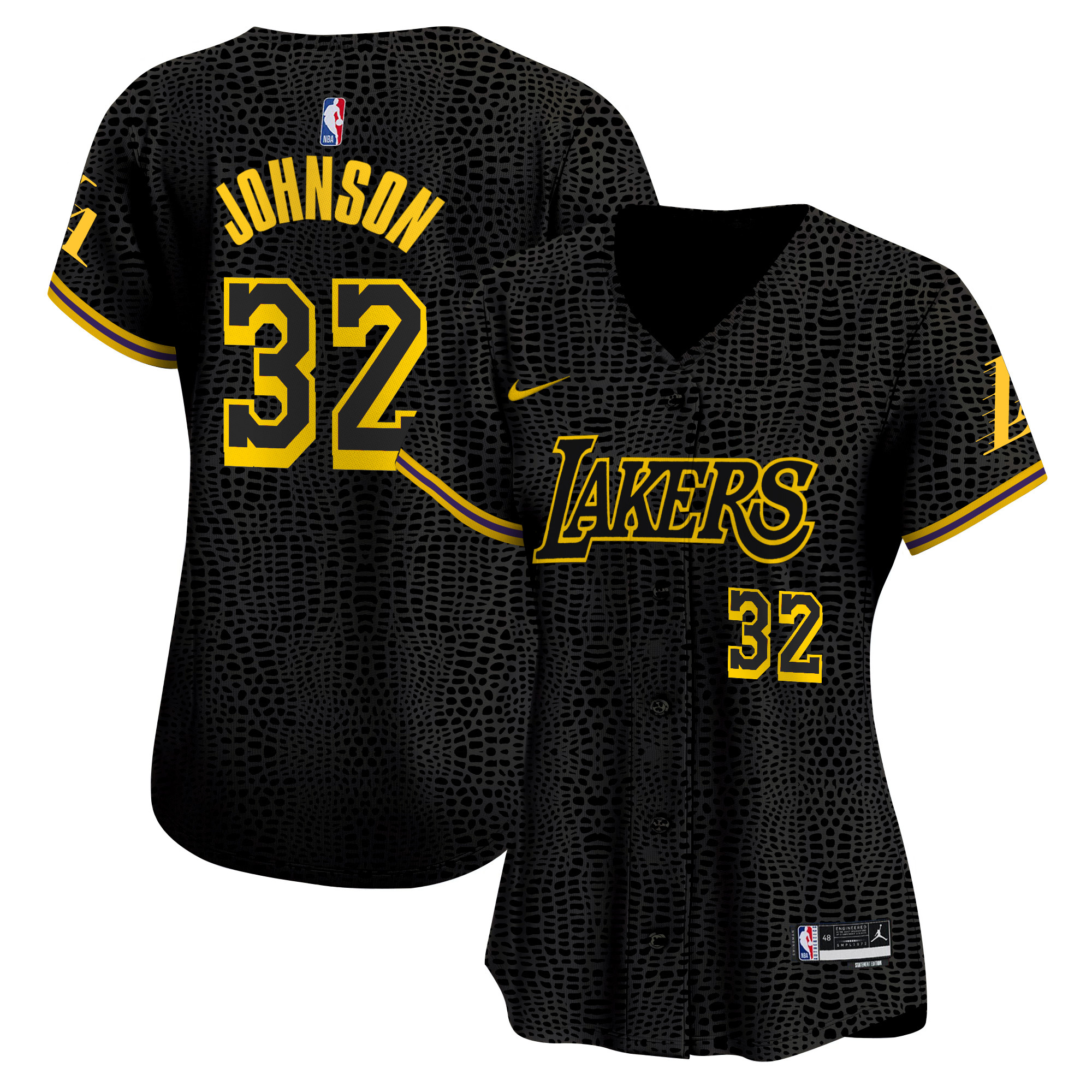 Women's Los Angeles Lakers Vapor Baseball Jersey - All Stitched