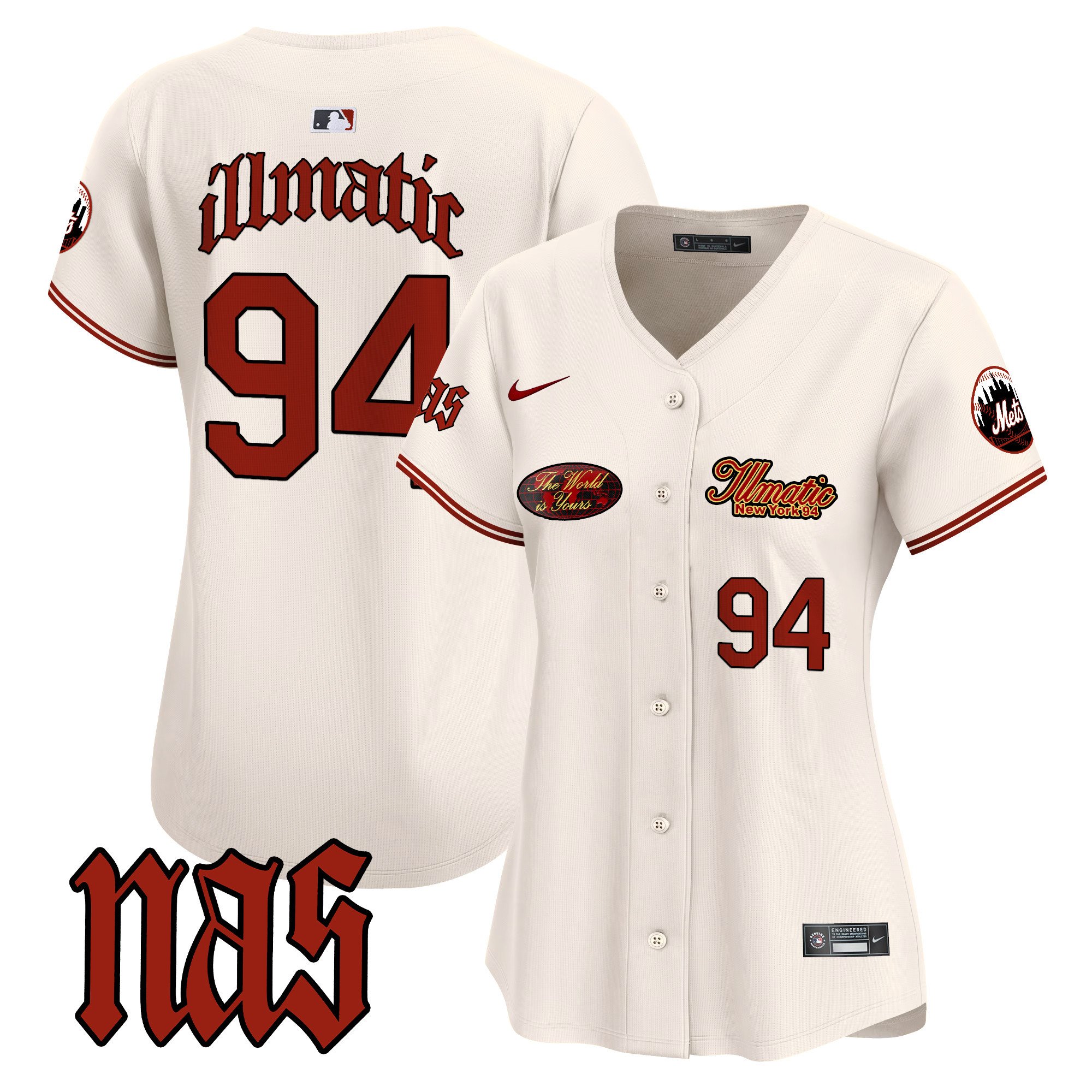 Women's Mets Nas Illmatic Vapor Premier Limited Jersey V2 - All Stitched