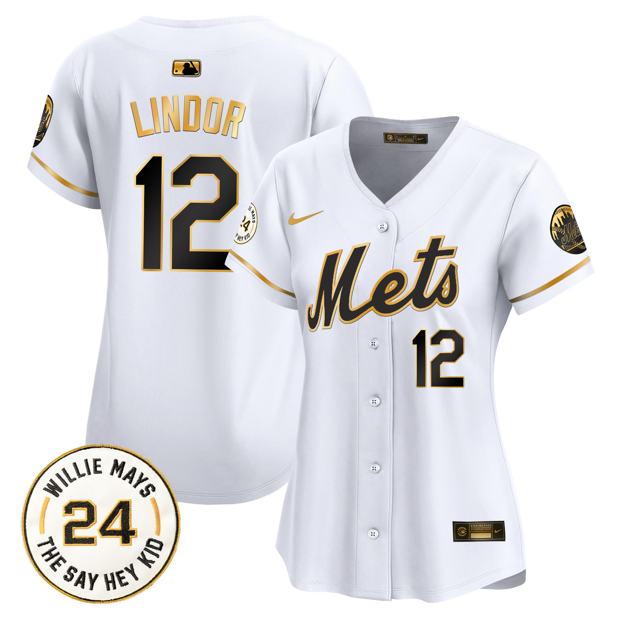 Women's Mets Willie Mays Patch Vapor Premier Limited Jersey - All Stitched