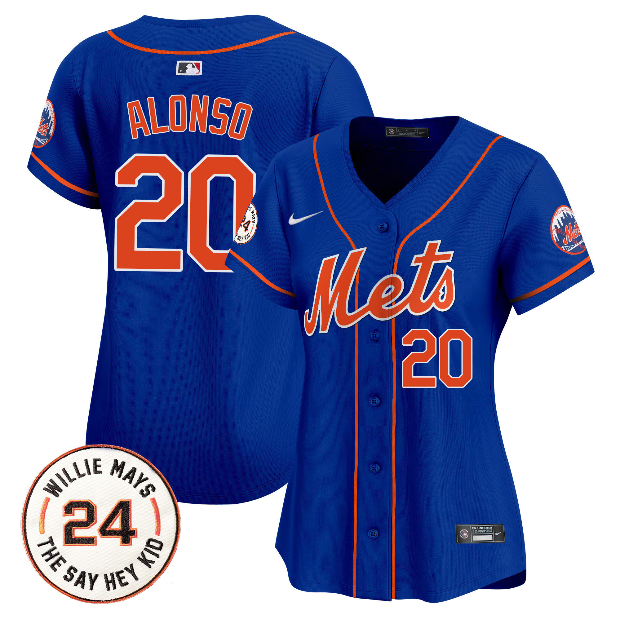 Women's Mets Willie Mays Patch Vapor Premier Limited Jersey - All Stitched