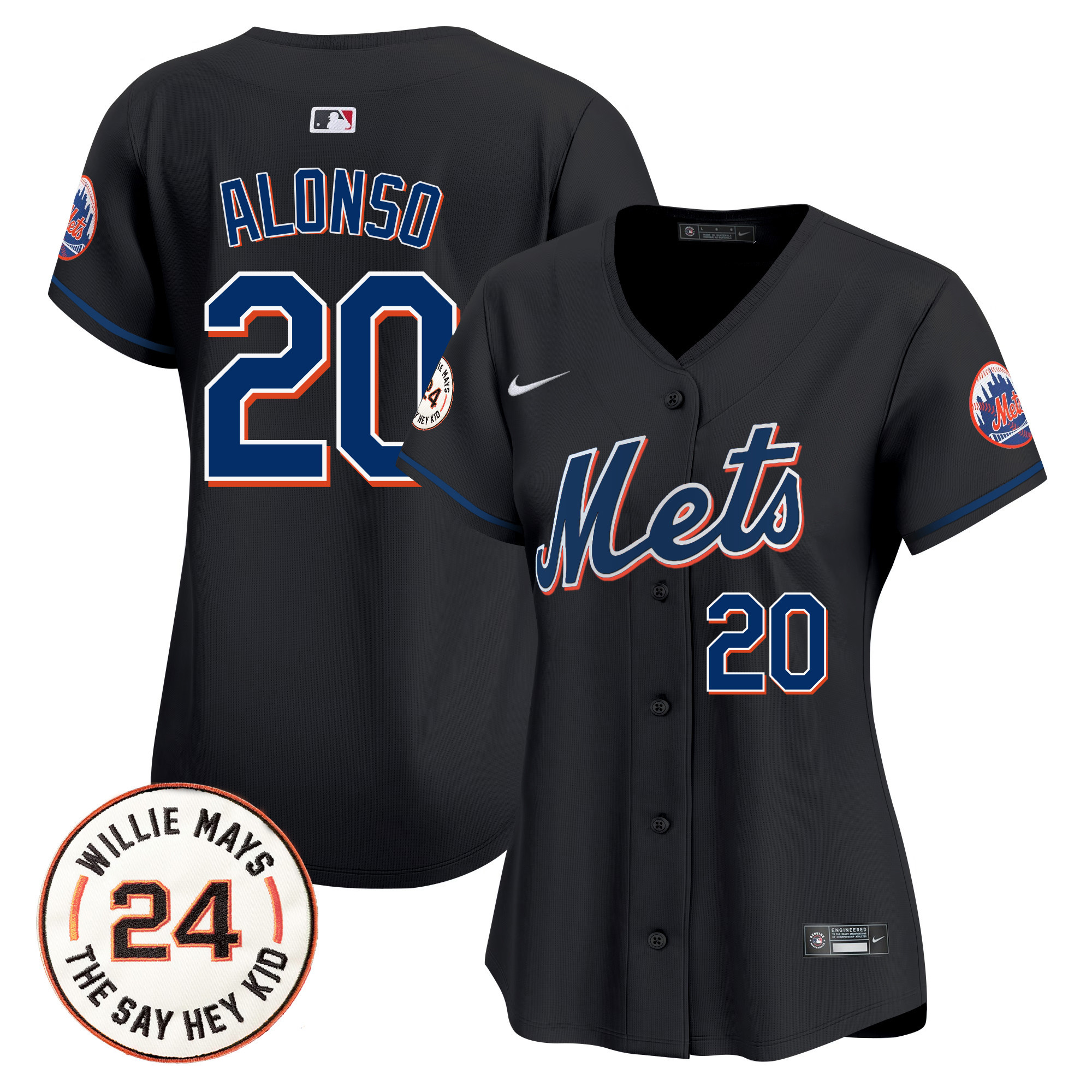 Women's Mets Willie Mays Patch Vapor Premier Limited Jersey - All Stitched