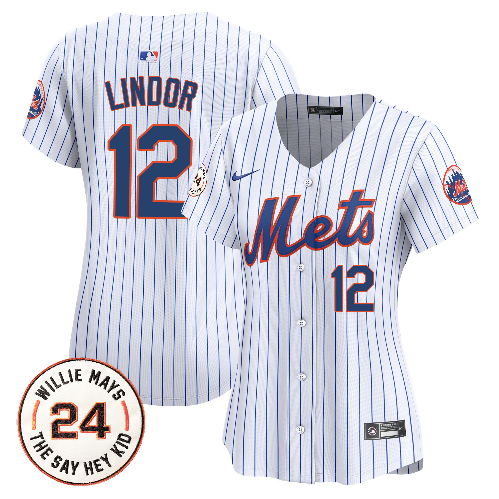 Women's Mets Willie Mays Patch Vapor Premier Limited Jersey - All Stitched
