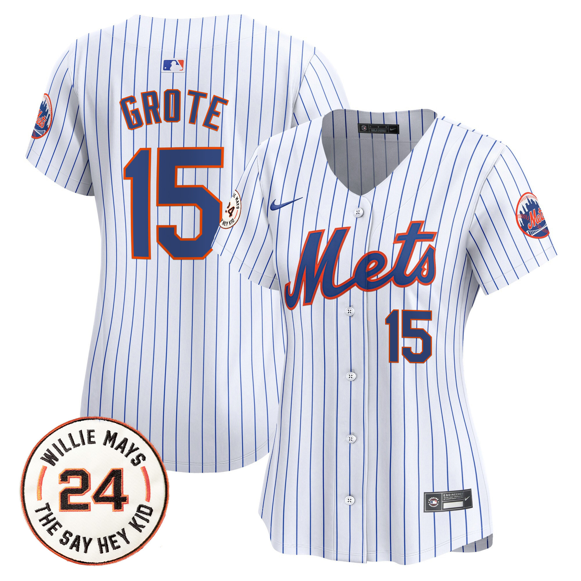 Women's Mets Willie Mays Patch Vapor Premier Limited Jersey - All Stitched