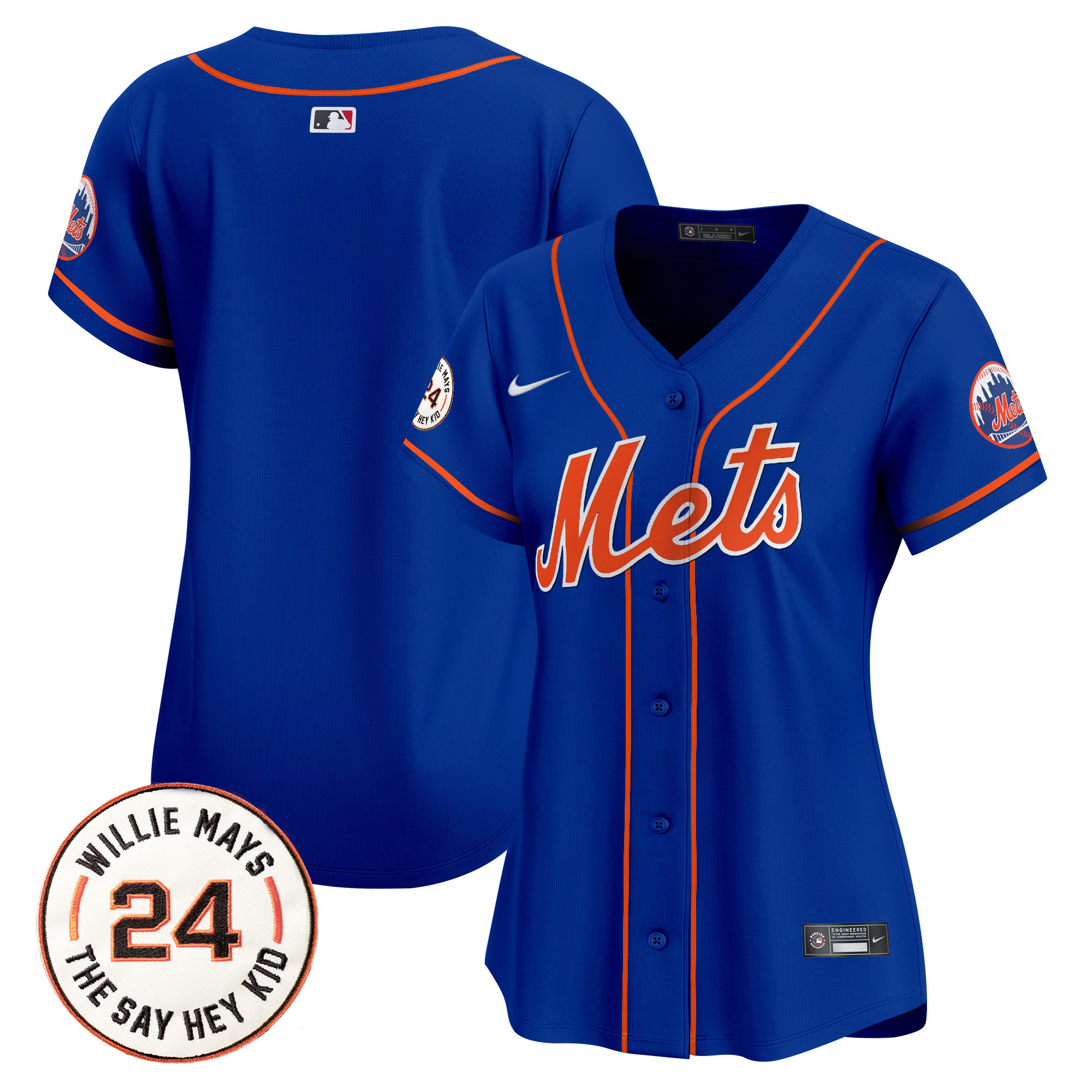 Women's Mets Willie Mays Patch Vapor Premier Limited Jersey - All Stitched