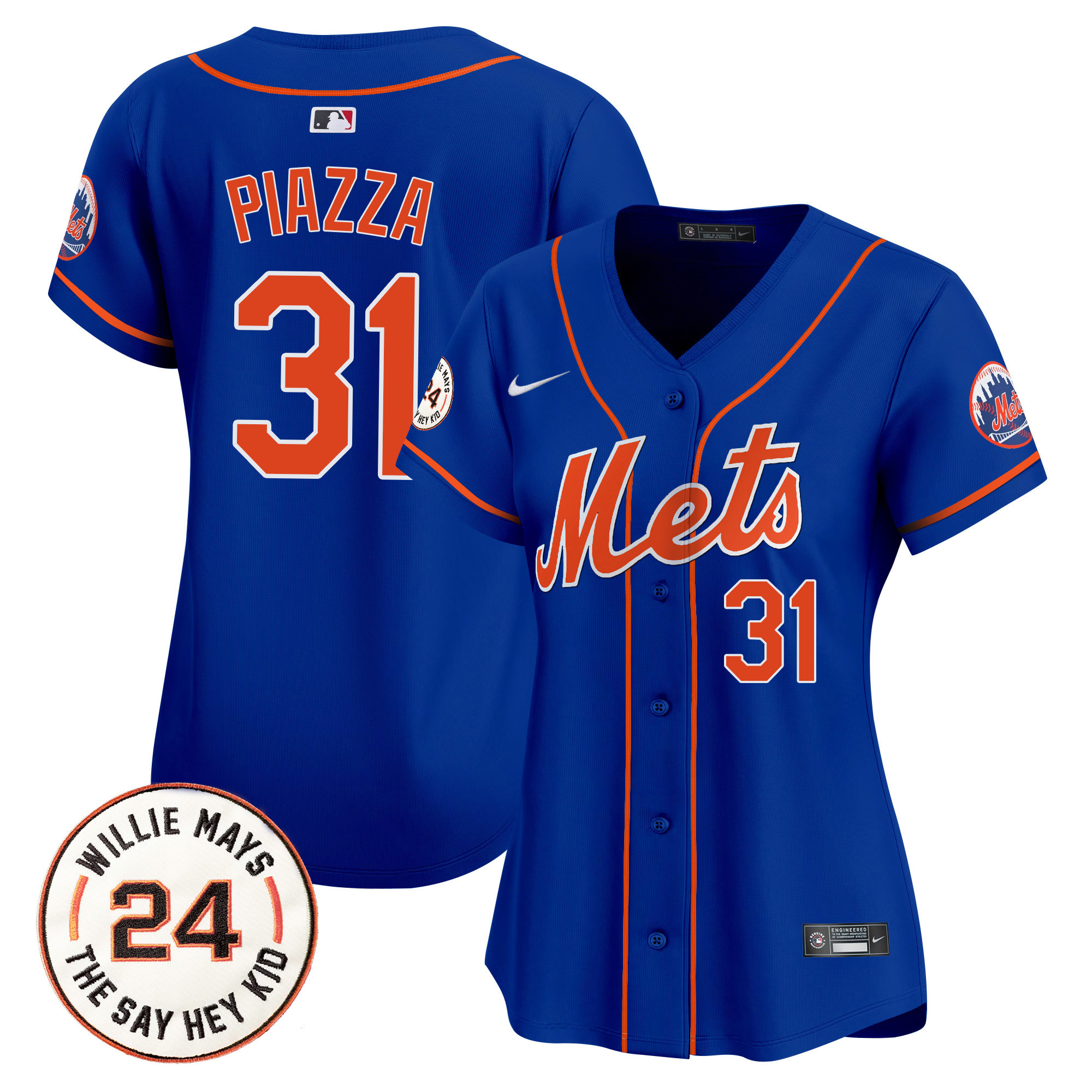Women's Mets Willie Mays Patch Vapor Premier Limited Jersey - All Stitched