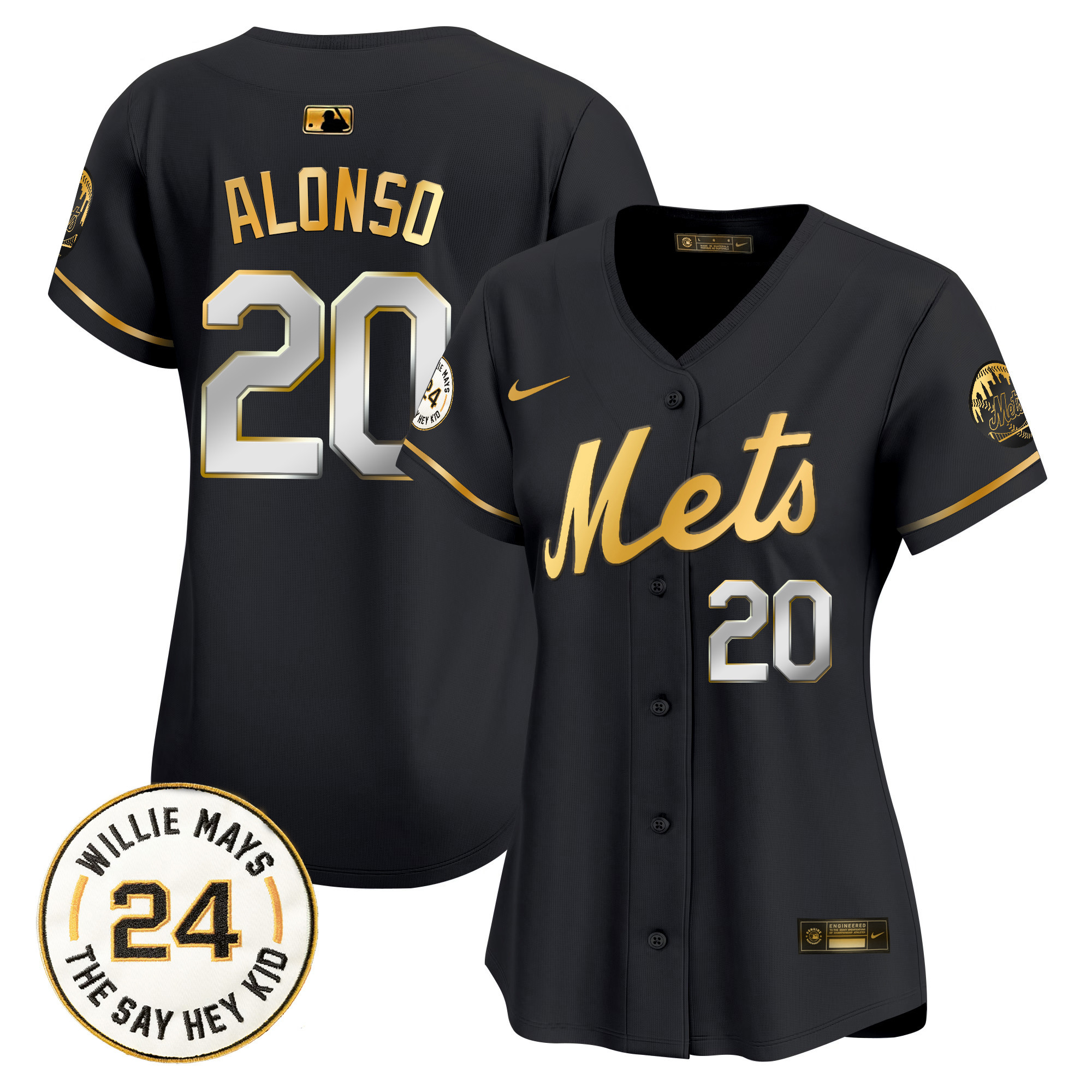 Women's Mets Willie Mays Patch Vapor Premier Limited Jersey - All Stitched