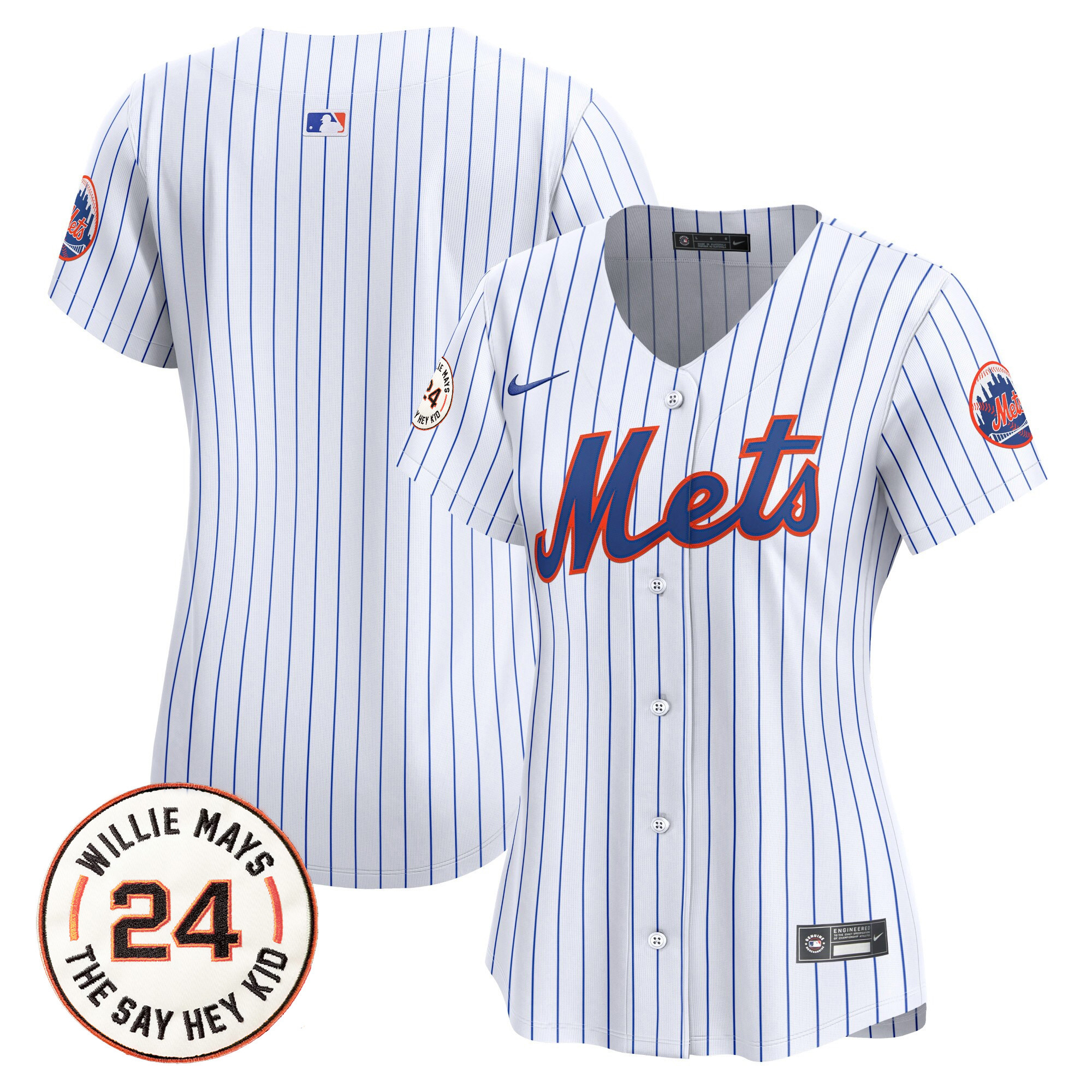 Women's Mets Willie Mays Patch Vapor Premier Limited Jersey - All Stitched