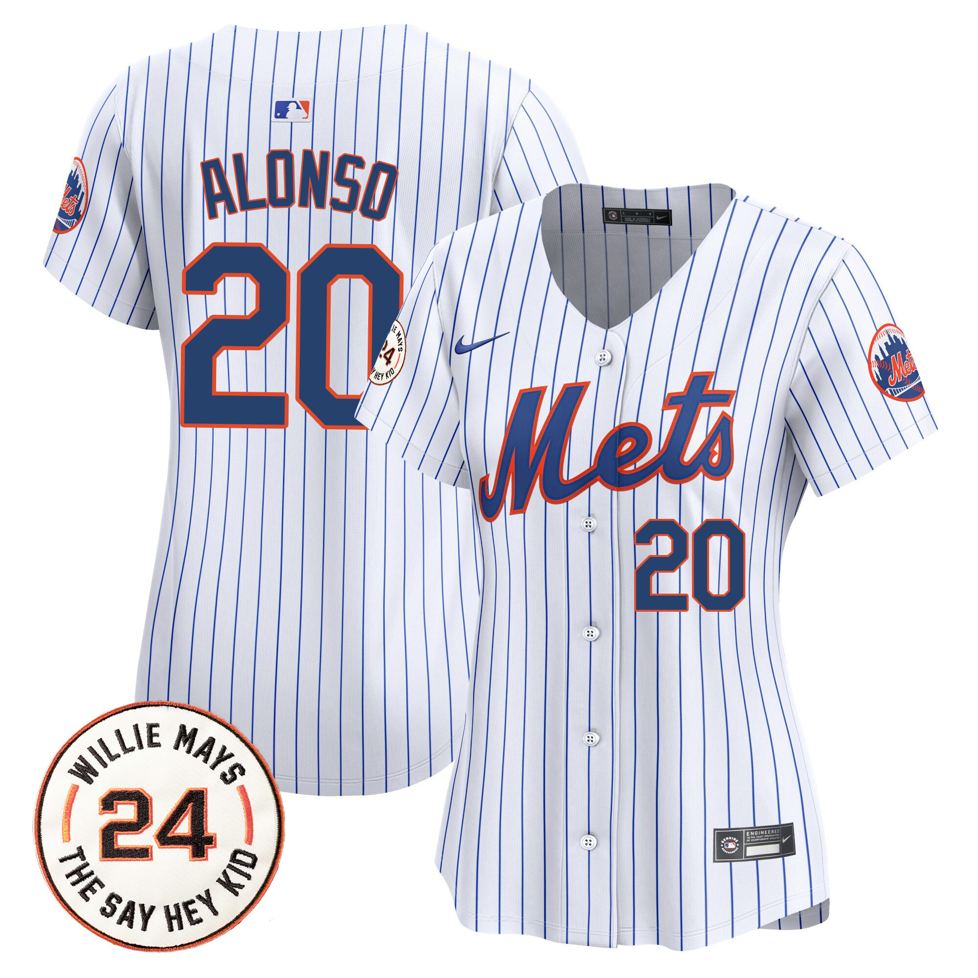 Women's Mets Willie Mays Patch Vapor Premier Limited Jersey - All Stitched