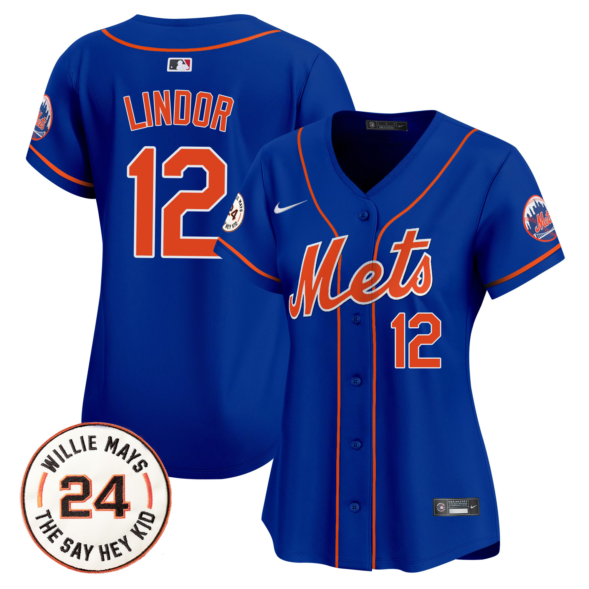 Women's Mets Willie Mays Patch Vapor Premier Limited Jersey - All Stitched