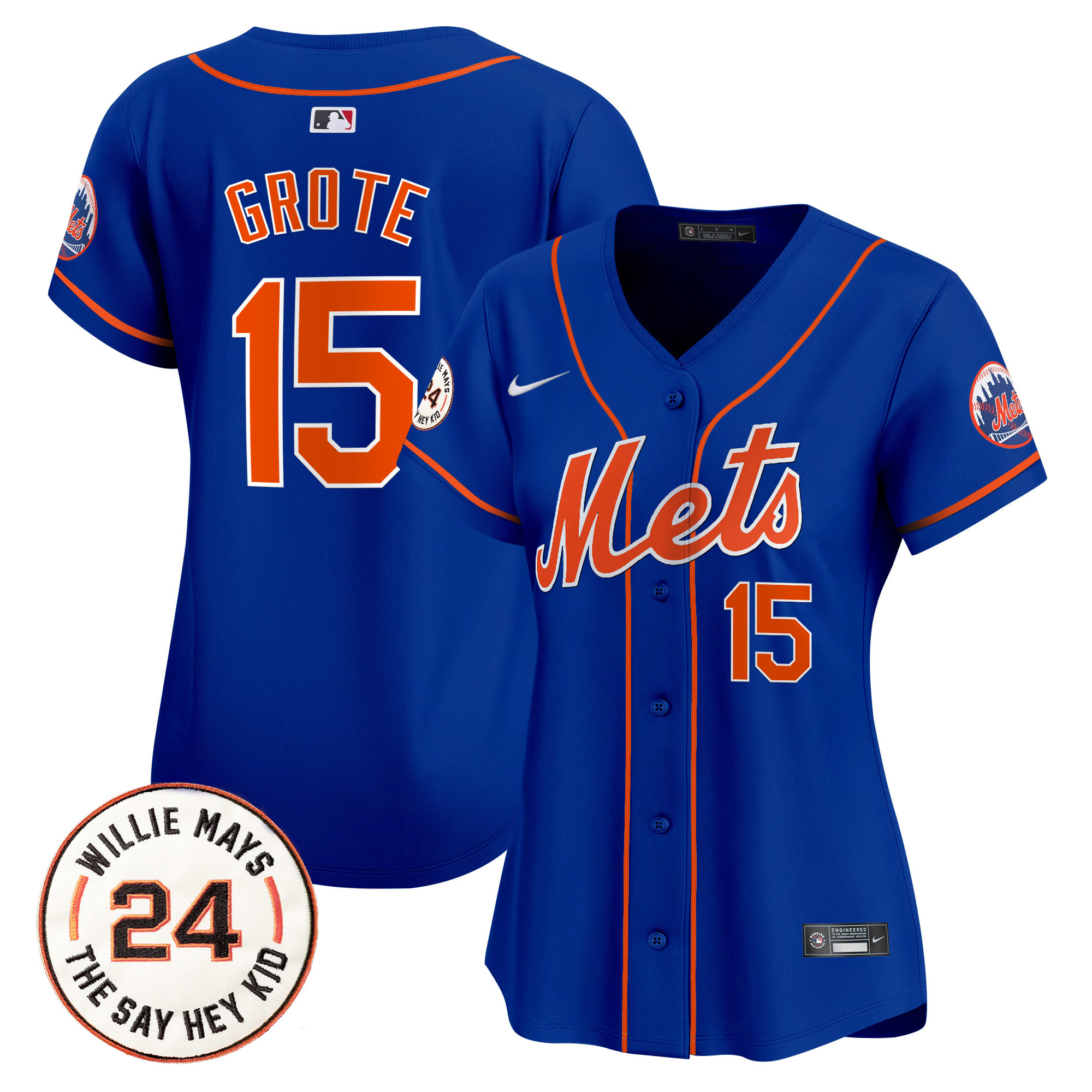 Women's Mets Willie Mays Patch Vapor Premier Limited Jersey - All Stitched