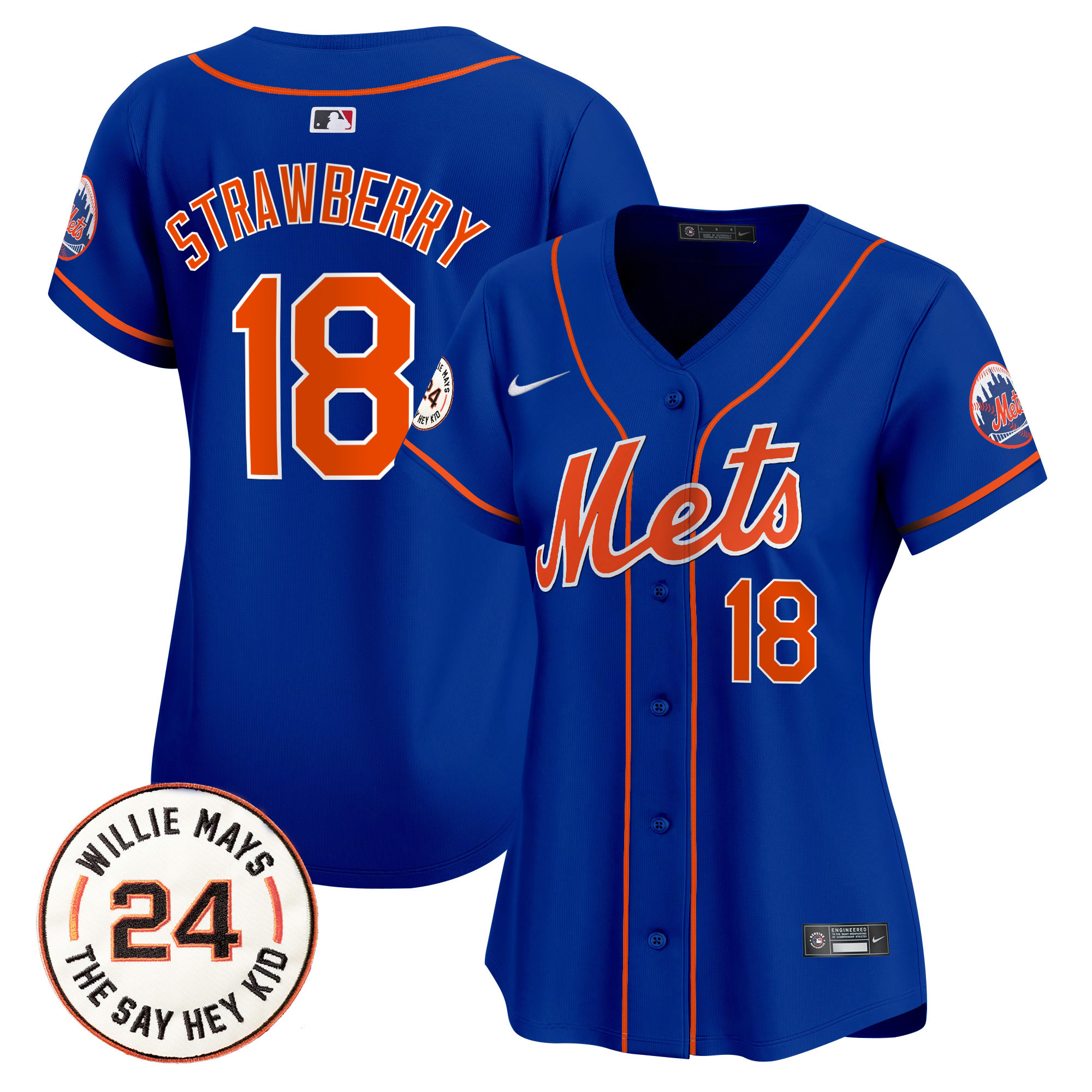 Women's Mets Willie Mays Patch Vapor Premier Limited Jersey - All Stitched