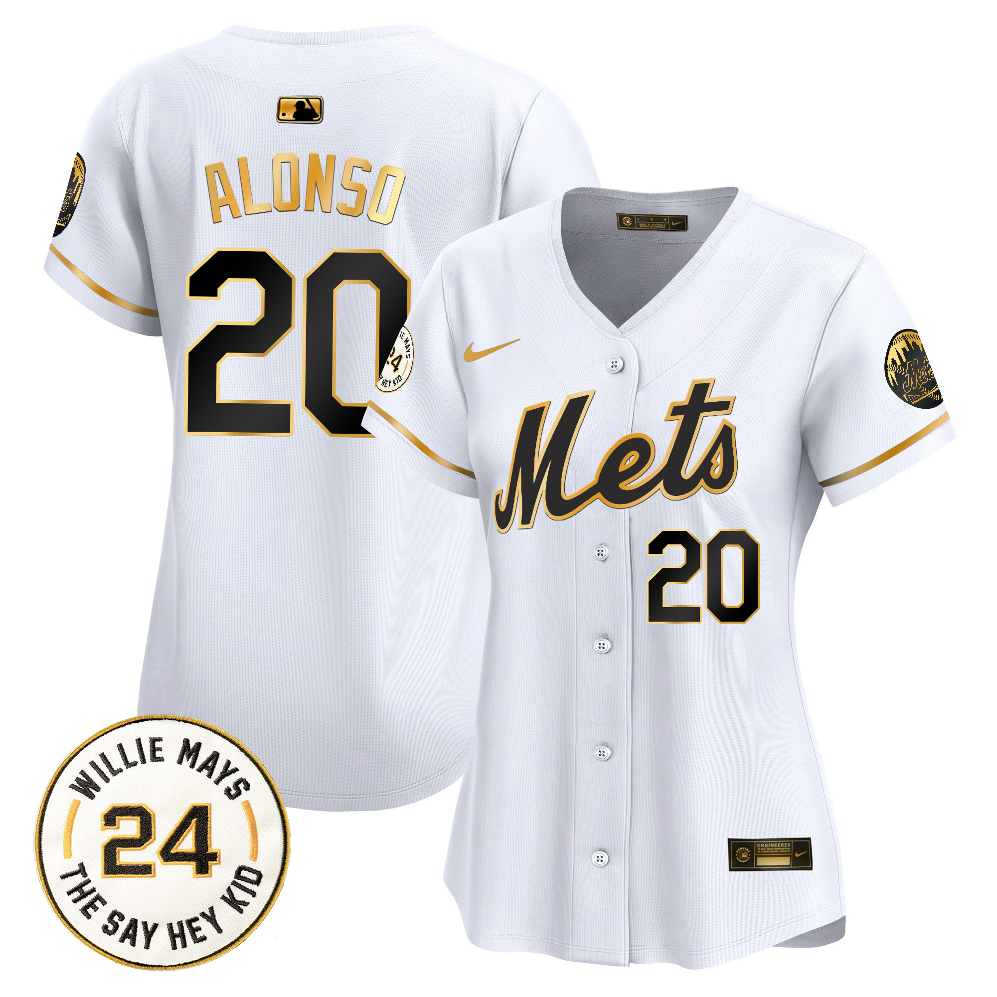 Women's Mets Willie Mays Patch Vapor Premier Limited Jersey - All Stitched