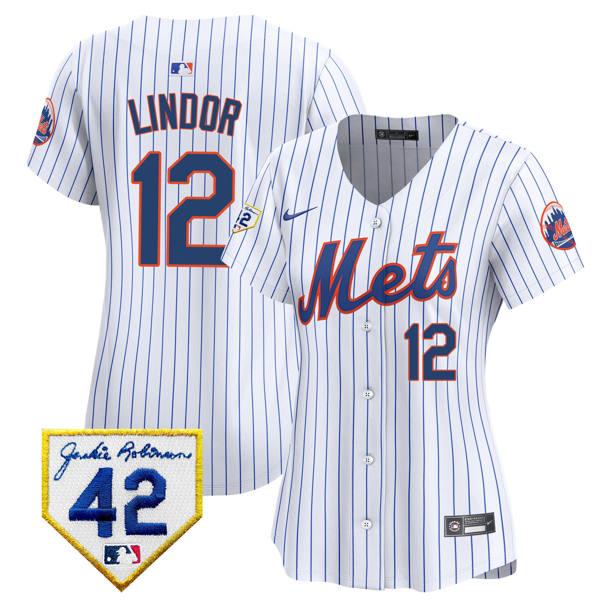 Women's New York Mets 2024 Jackie Robinson Patch Vapor Premier Limited Jersey - All Stitched