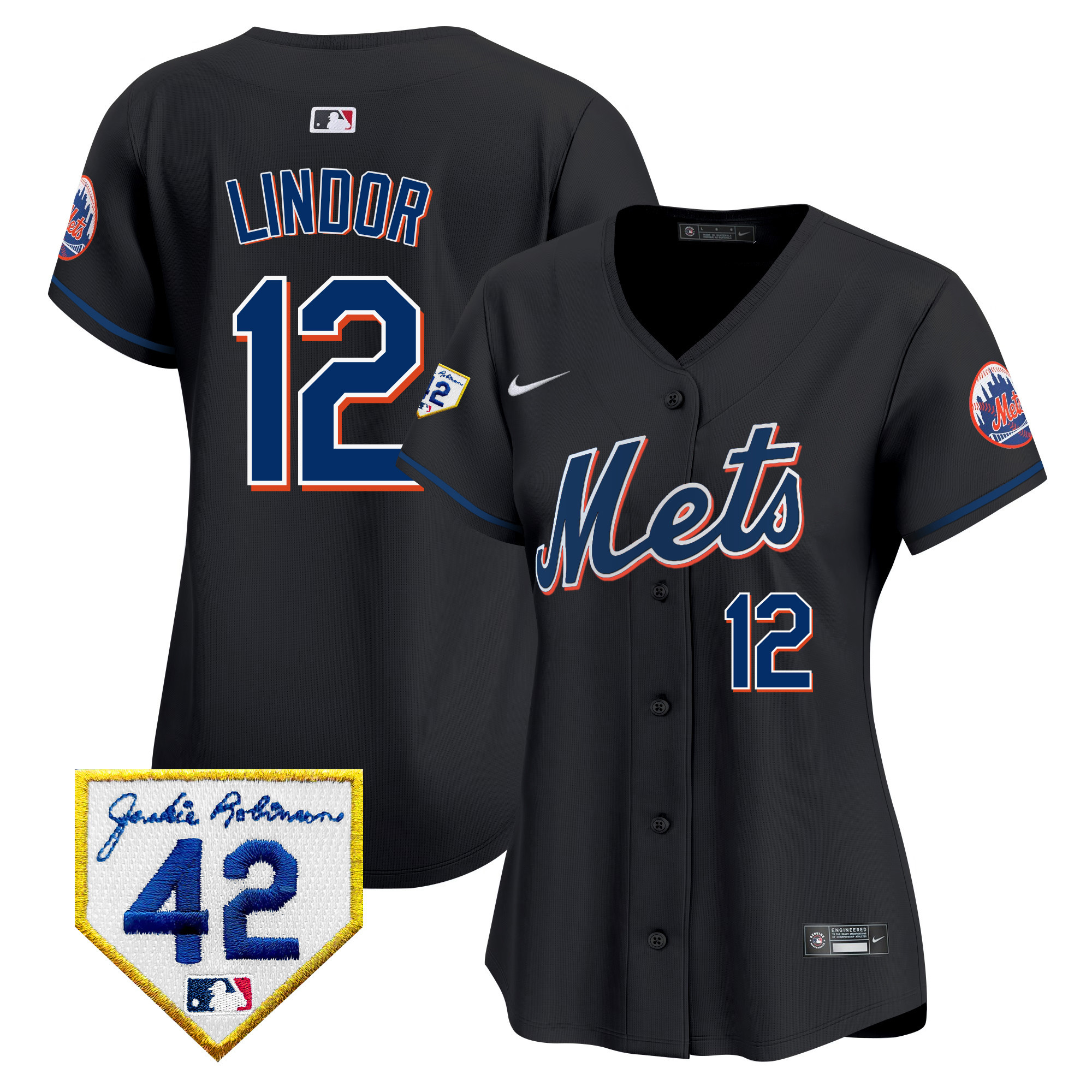 Women's New York Mets 2024 Jackie Robinson Patch Vapor Premier Limited Jersey - All Stitched