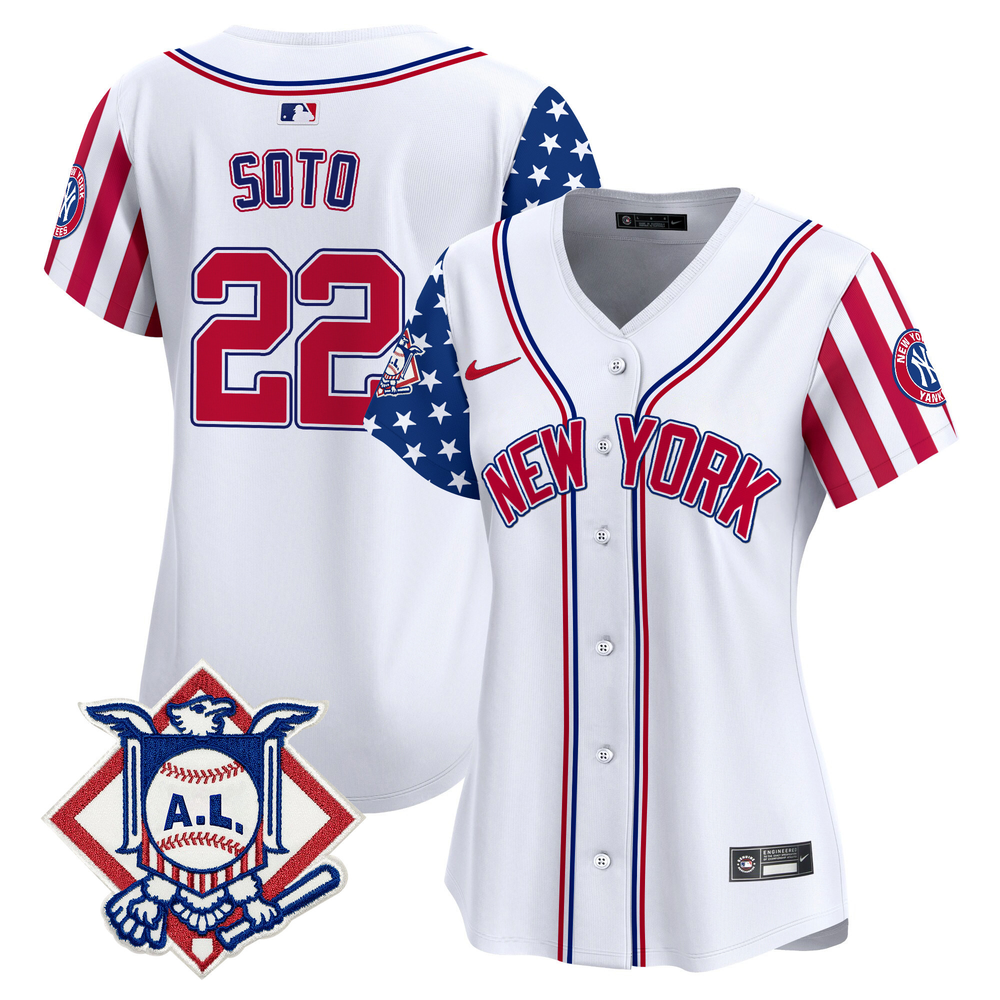 Women's New York Yankees 2024 Fourth of July Vapor Premier Limited Jersey V2 - All Stitched