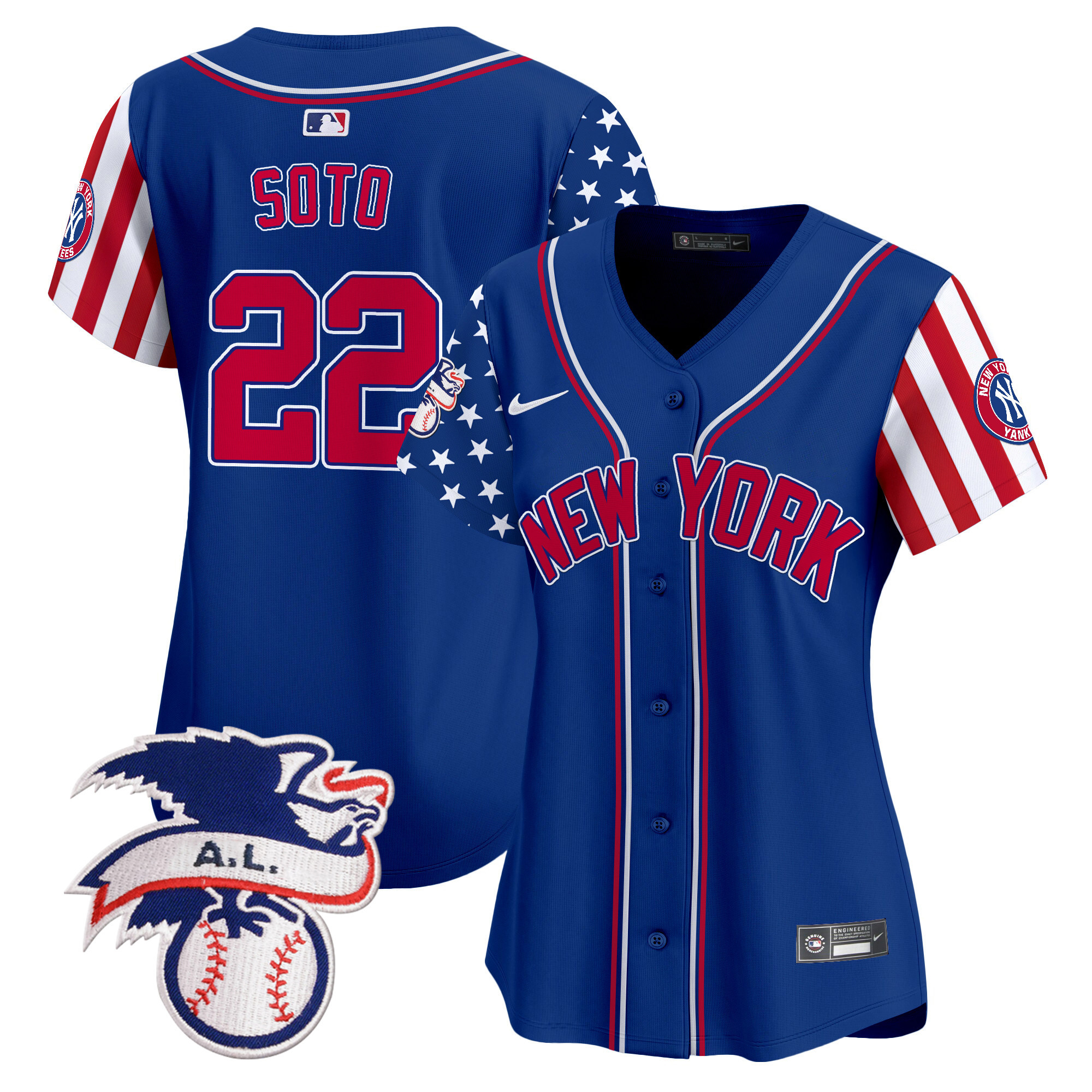 Women's New York Yankees 2024 Fourth of July Vapor Premier Limited Jersey V6 - All Stitched