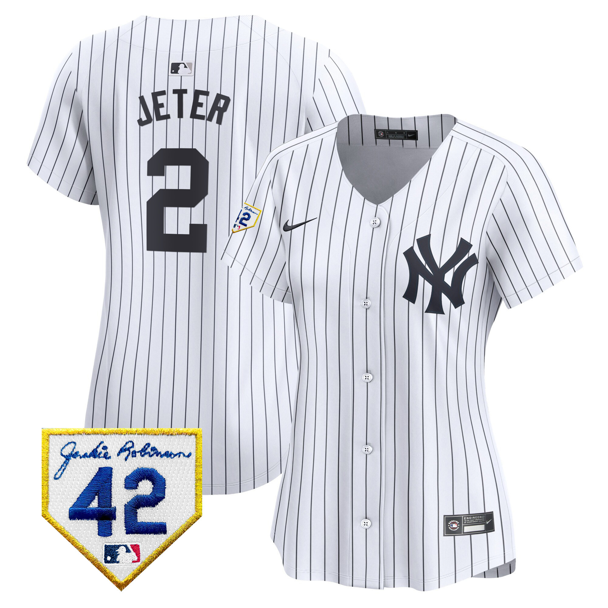 Women's New York Yankees 2024 Jackie Robinson Patch Vapor Premier Limited Jersey - All Stitched