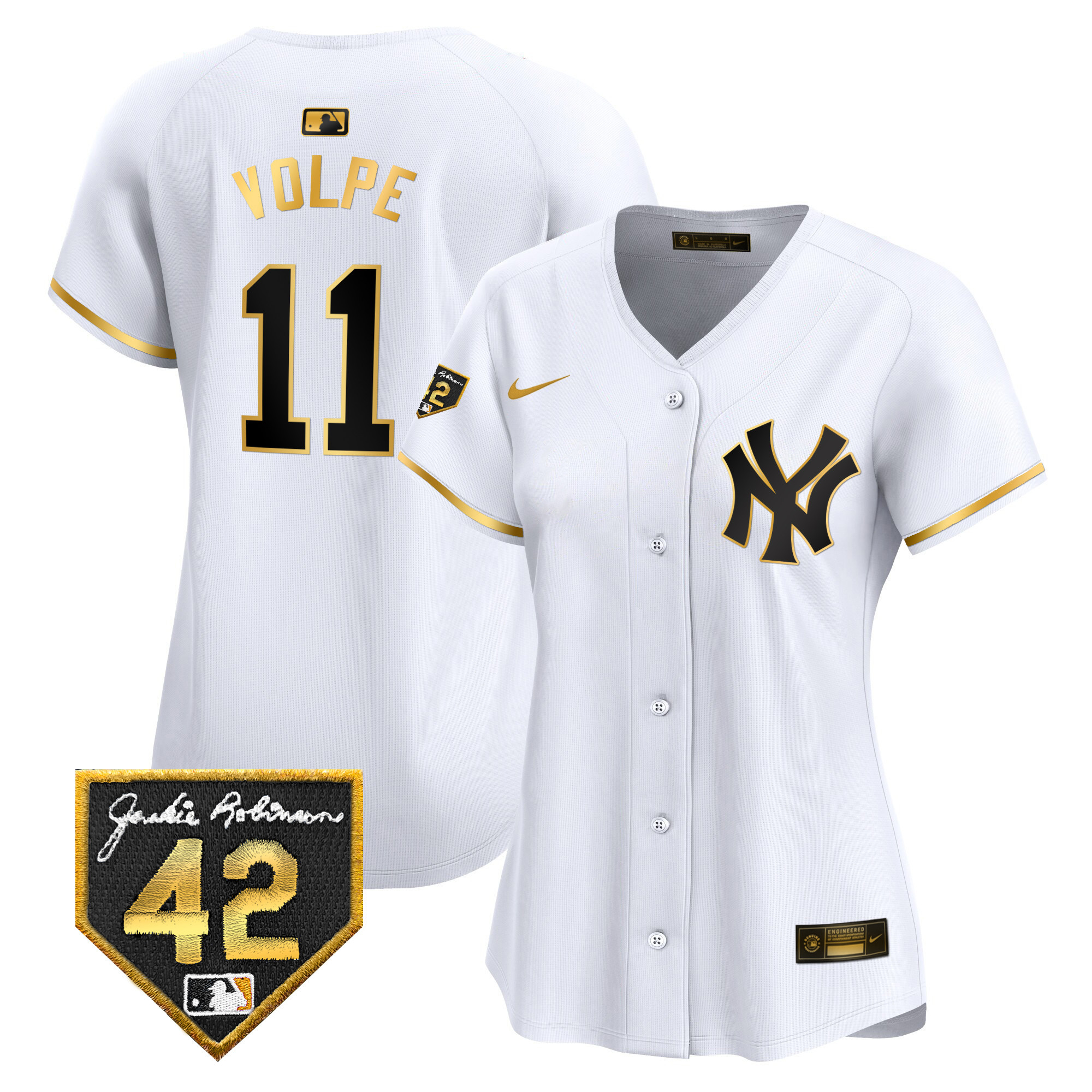 Women's New York Yankees 2024 Jackie Robinson Patch Vapor Premier Limited Jersey - All Stitched
