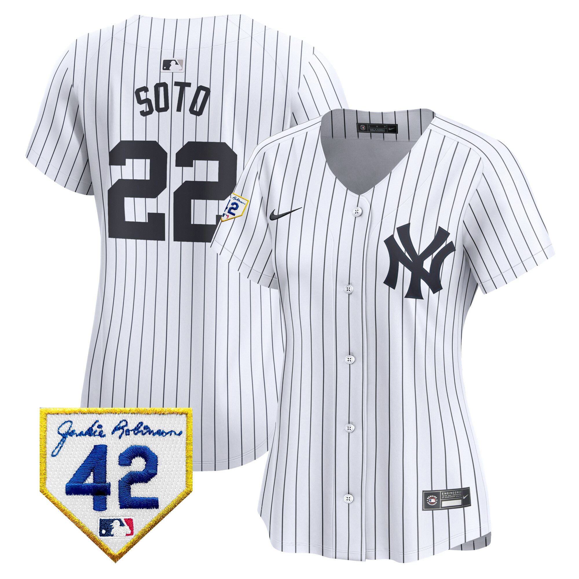 Women's New York Yankees 2024 Jackie Robinson Patch Vapor Premier Limited Jersey - All Stitched
