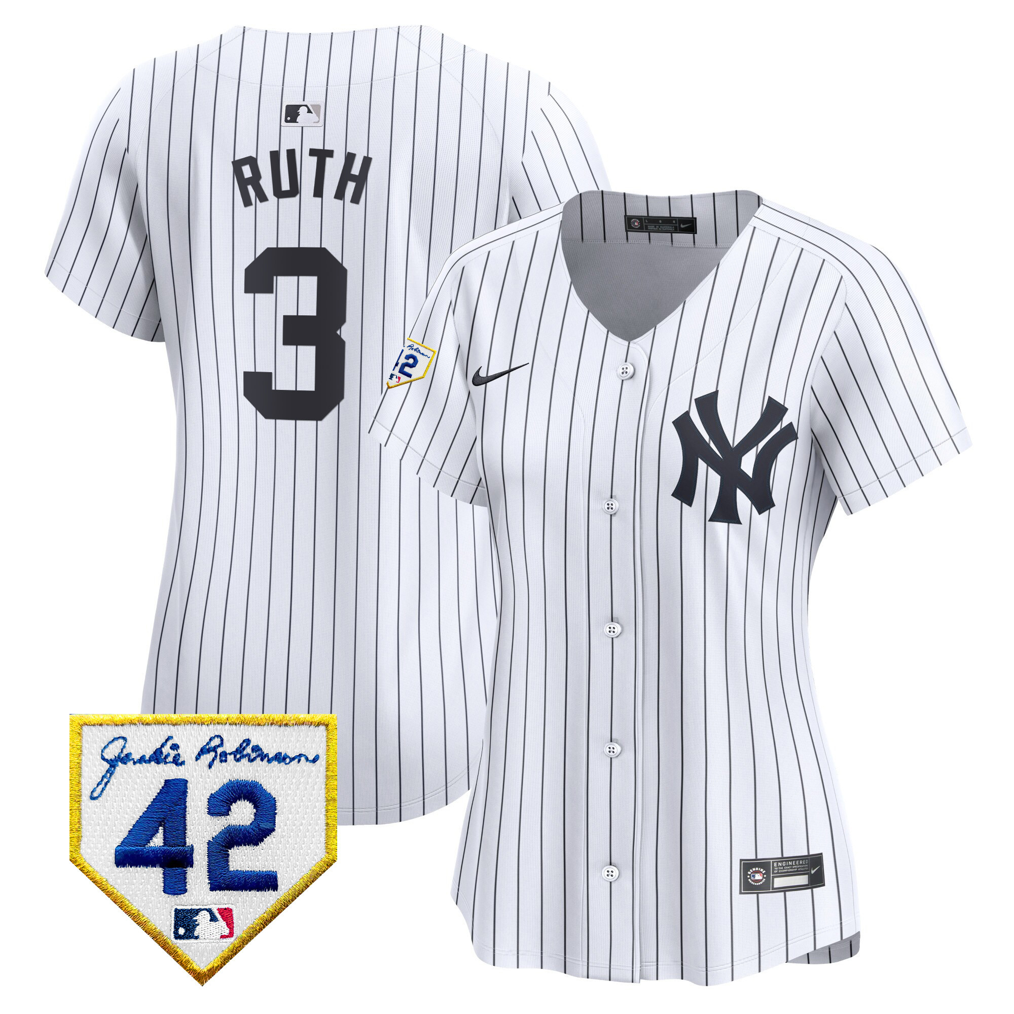 Women's New York Yankees 2024 Jackie Robinson Patch Vapor Premier Limited Jersey - All Stitched