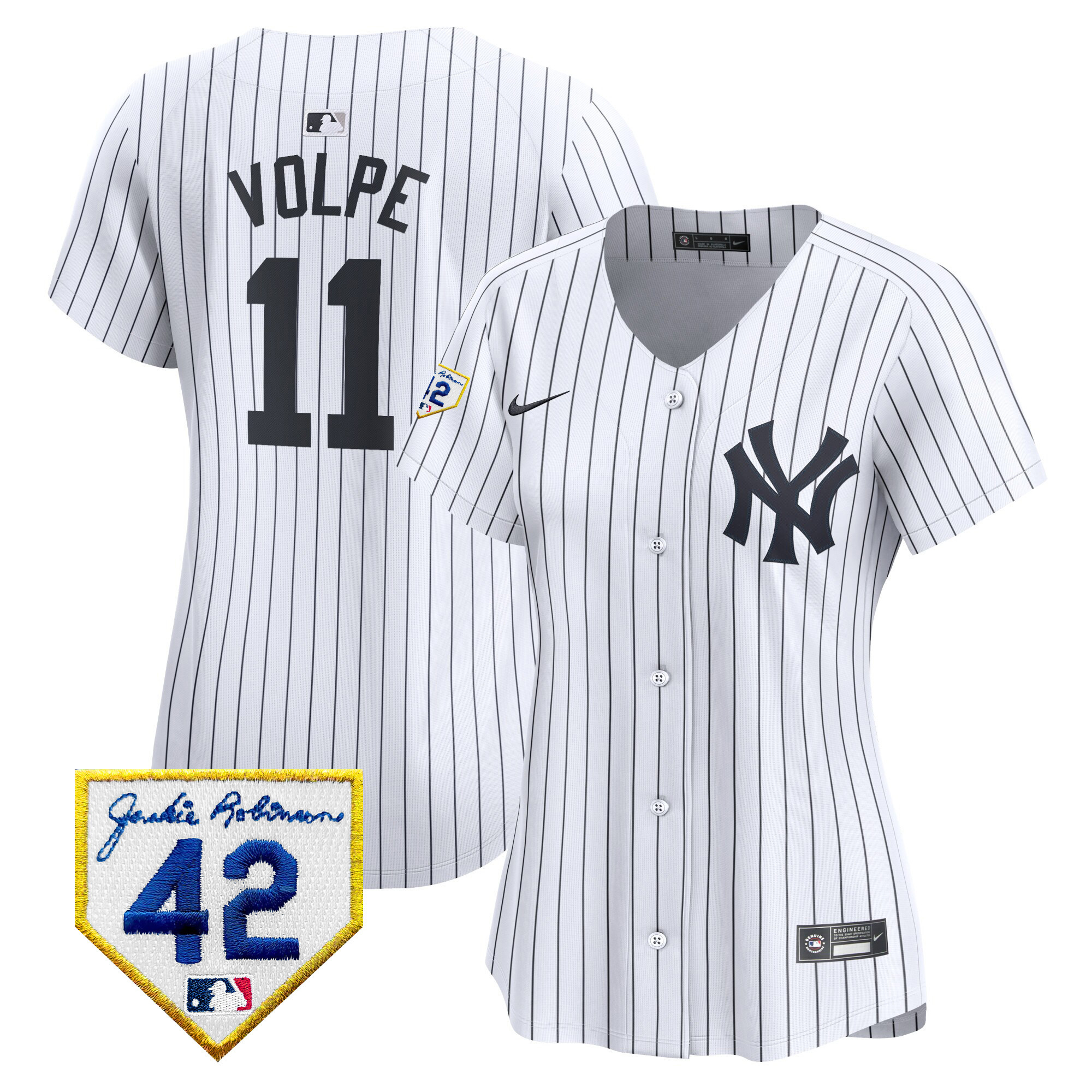 Women's New York Yankees 2024 Jackie Robinson Patch Vapor Premier Limited Jersey - All Stitched
