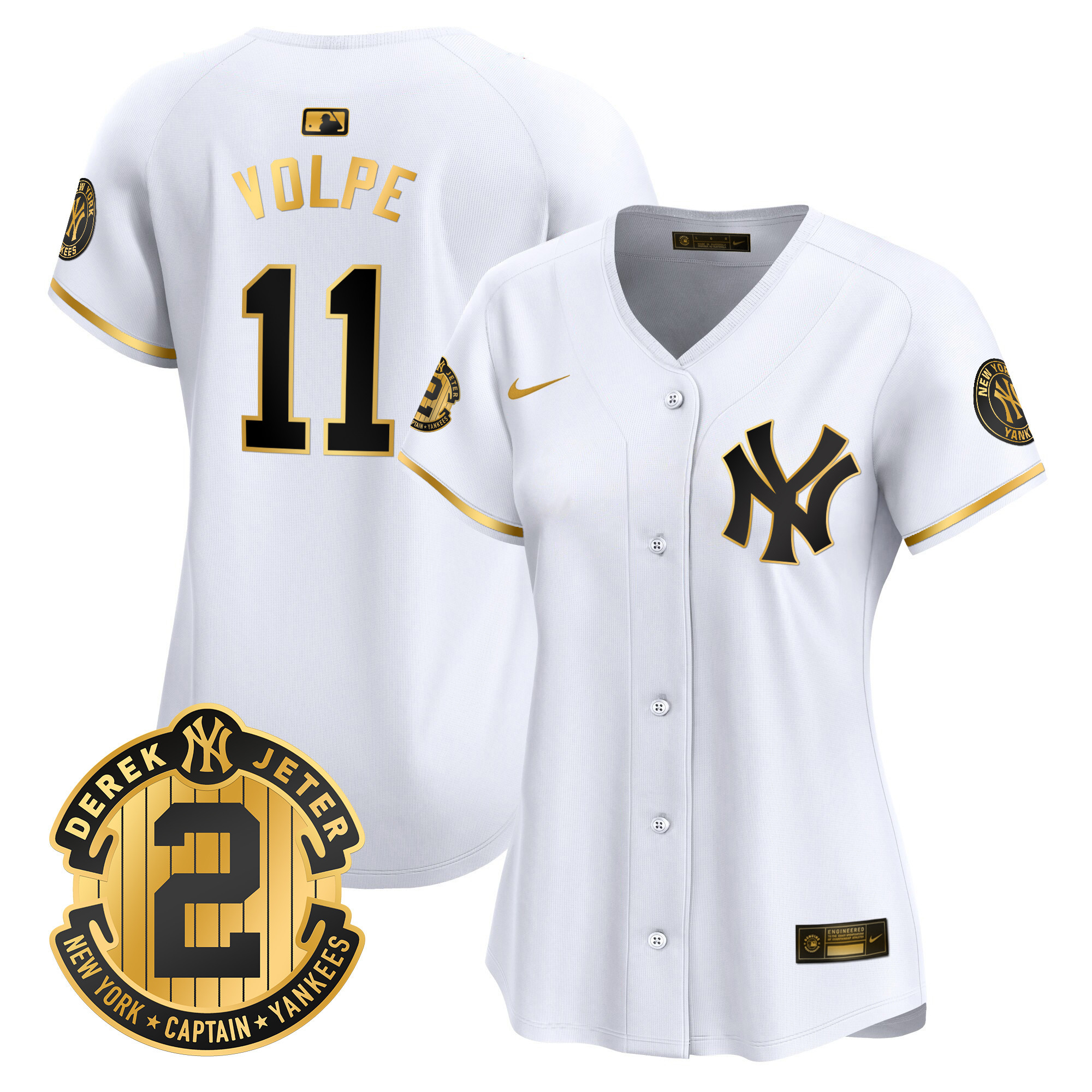 Women's New York Yankees Derek Jeter Patch Vapor Premier Limited Jersey - All Stitched