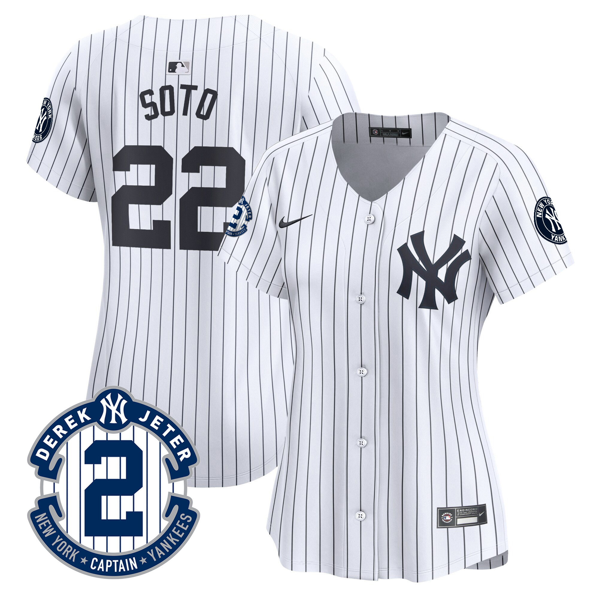 Women's New York Yankees Derek Jeter Patch Vapor Premier Limited Jersey - All Stitched